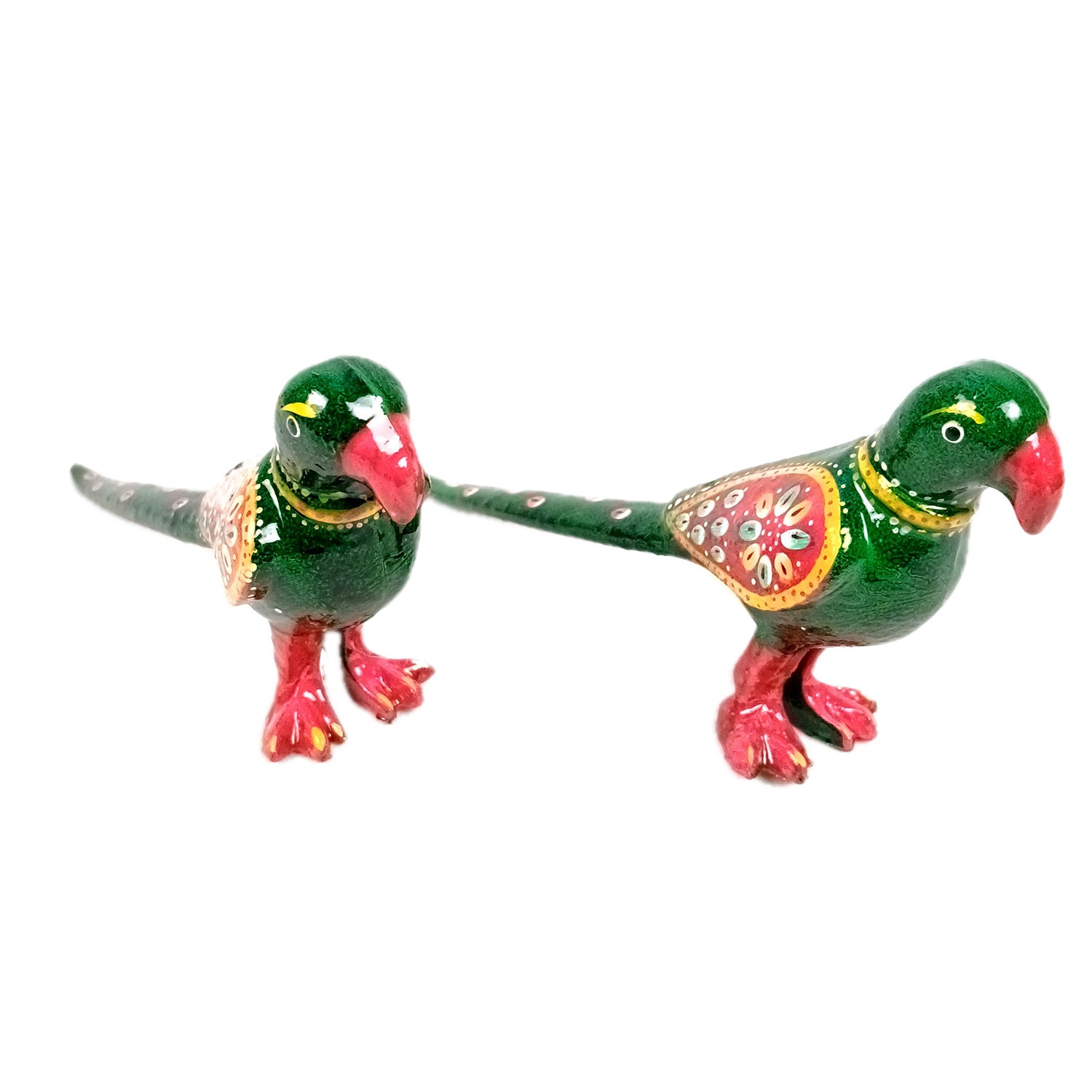 Parrot Statue Showpiece | Bird Figurine - For Vastu, Good Luck, Home, Table Decor, Living Room, Office & Gift - 9 Inch (Set Of 2) - Apkamart
