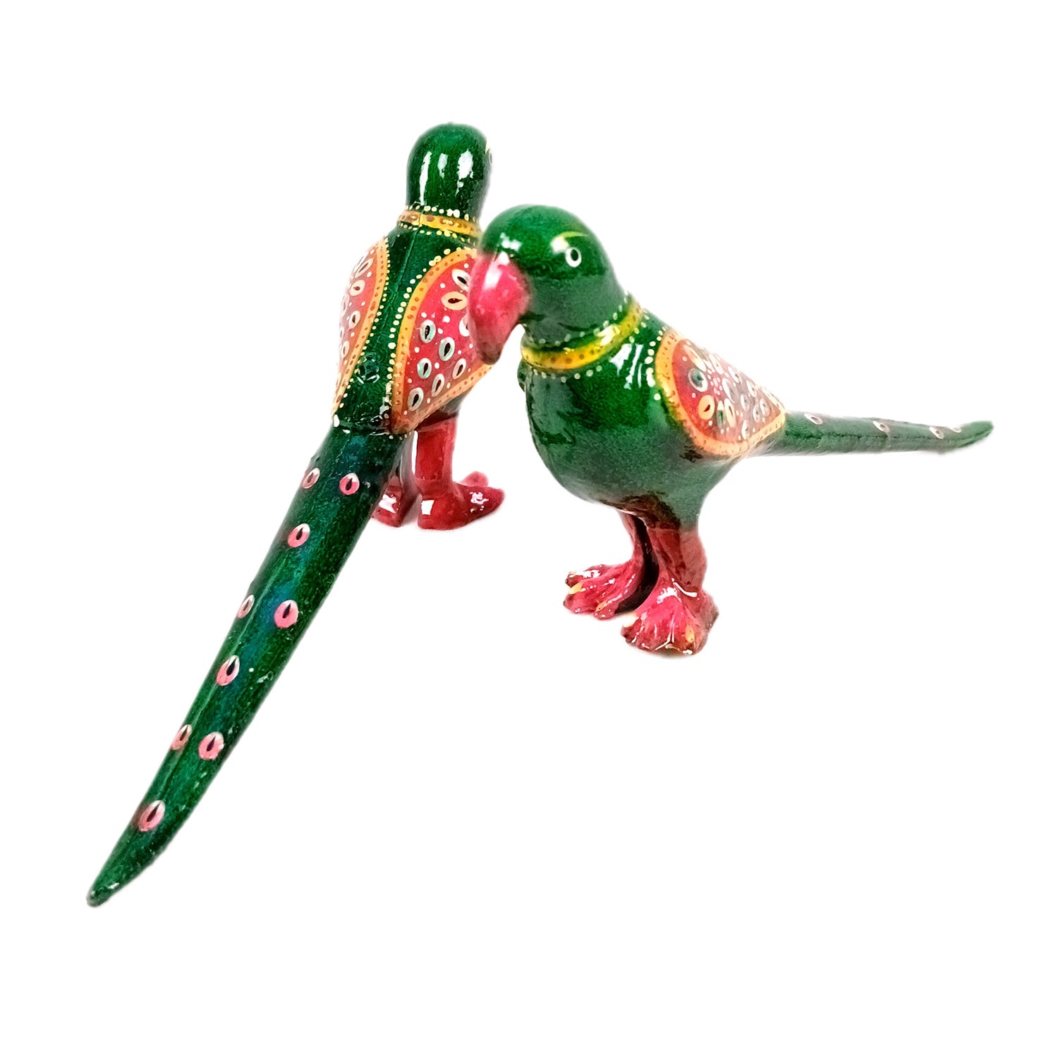 Parrot Statue Showpiece | Bird Figurine - For Vastu, Good Luck, Home, Table Decor, Living Room, Office & Gift - 9 Inch (Set Of 2) - Apkamart