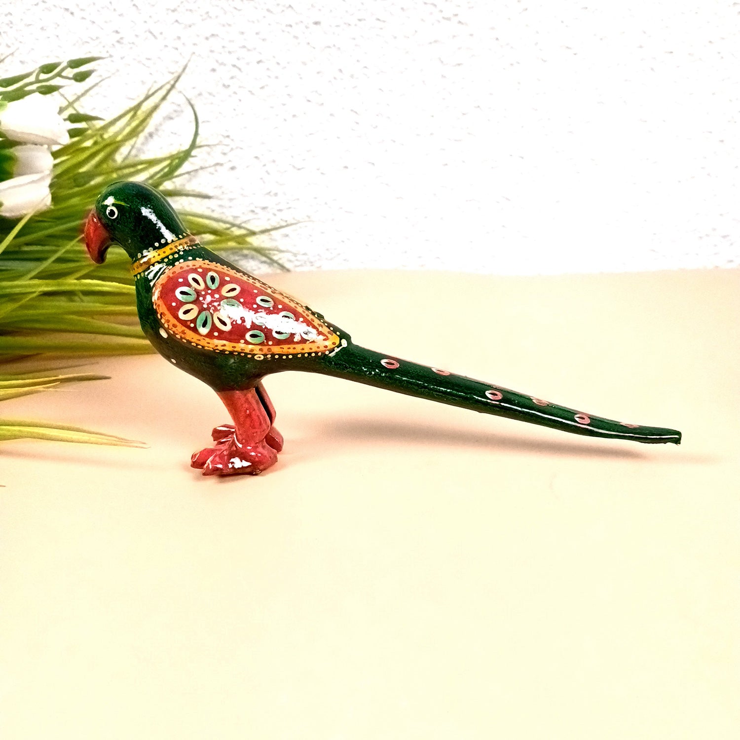Parrot Statue Showpiece | Bird Figurine - For Vastu, Good Luck, Home, Table Decor, Living Room, Office & Gift - 9 inch - Apkamart