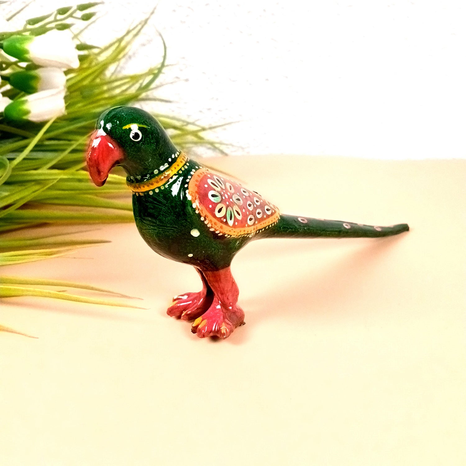 Parrot Statue Showpiece | Bird Figurine - For Vastu, Good Luck, Home, Table Decor, Living Room, Office & Gift - 9 inch - Apkamart