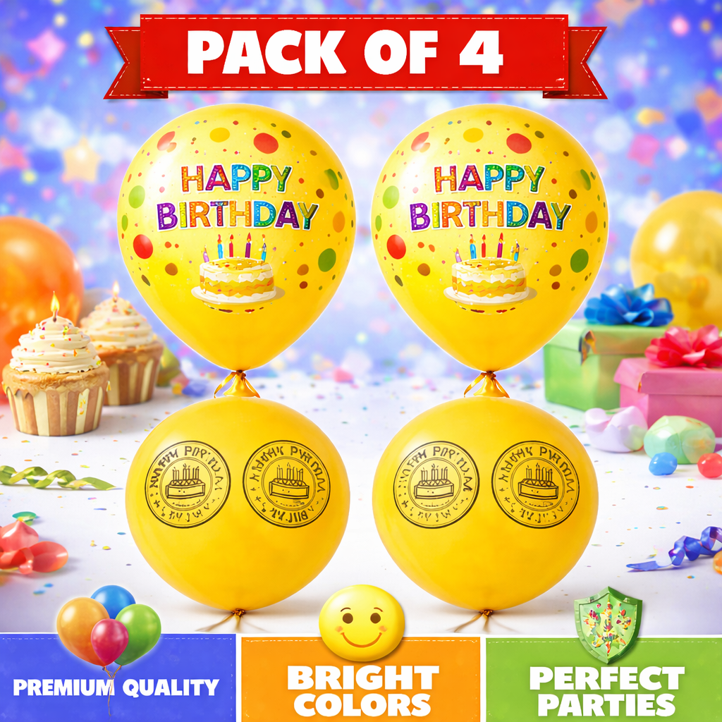 Birthday Balloons Happy Birthday Balloons | Party Balloons | Balloons for Kids Colorful Birthday Decorations for Home School Events - (Pack Of 2) - Apkamart #Style_Pack Of 4