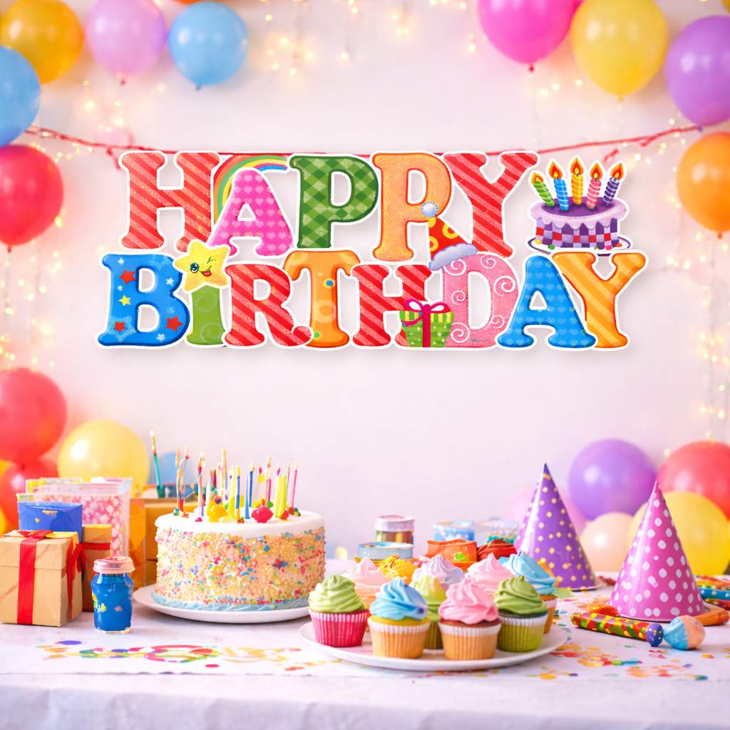 Happy Birthday Banner for Kids Birthday Party Decoration Colorful Birthday Banner for Home School Events Classroom and Party Supplies - (Pack Of 1) - Apkamart