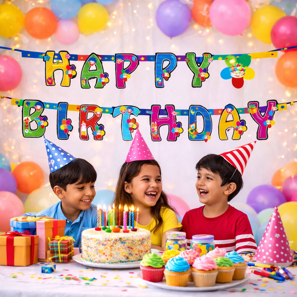 Happy Birthday Banner for Kids Birthday Party Decoration Colorful Birthday Banner for Home School Events Classroom - (Pack Of 1) - Apkamart