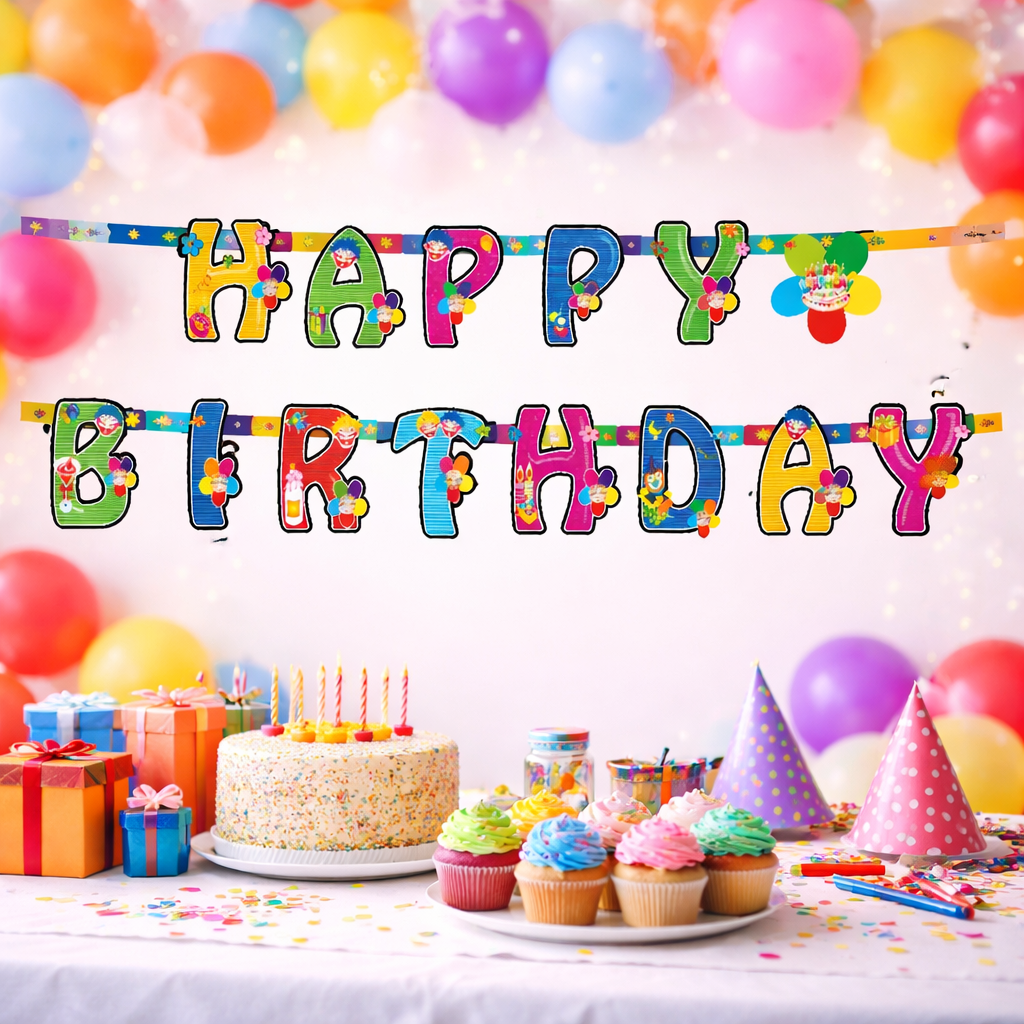 Happy Birthday Banner for Kids Birthday Party Decoration Colorful Birthday Banner for Home School Events Classroom - (Pack Of 1) - Apkamart