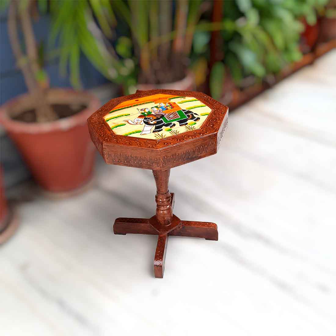 Wooden Side Table | End Table | Wood Stool - for Home Decor, Corners, Sofa Side & Gifts - 15 Inch - apkamart