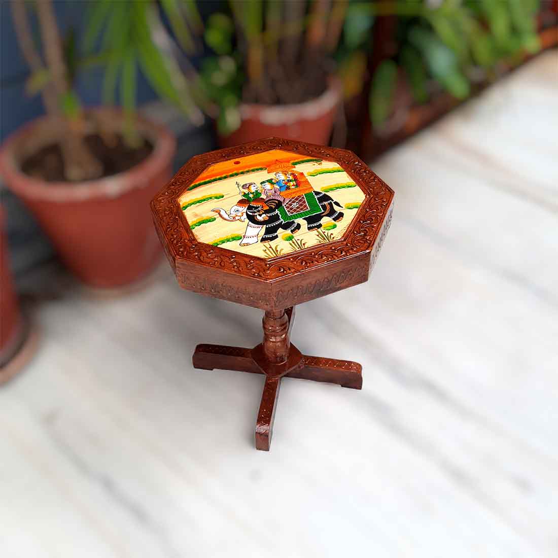 Wooden Side Table | End Table | Wood Stool - for Home Decor, Corners, Sofa Side & Gifts - 15 Inch - apkamart