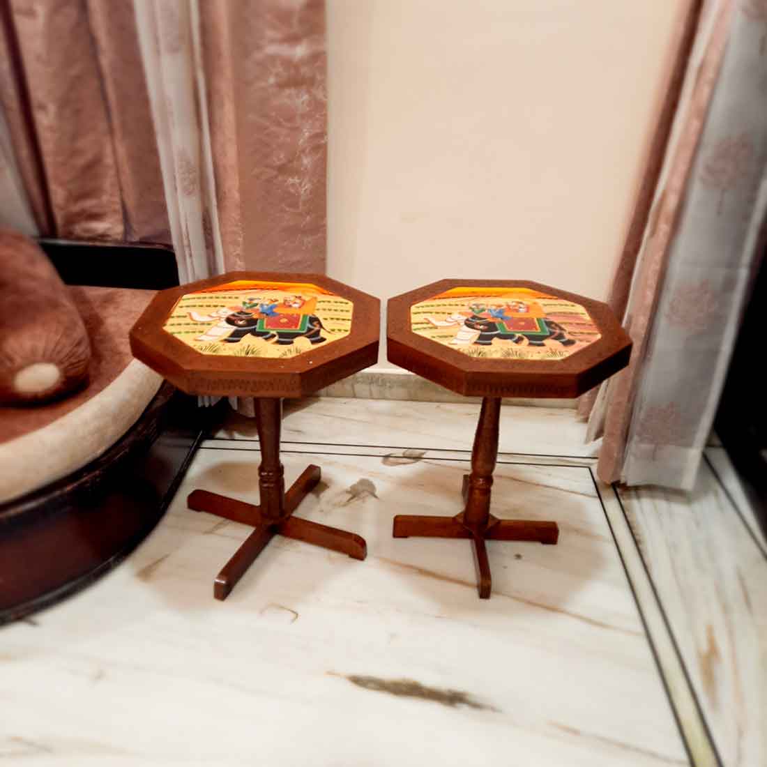 Lamp Table | Side Table for Living Room - for Office Decor & Gifts - Set of 2 - ApkaMart