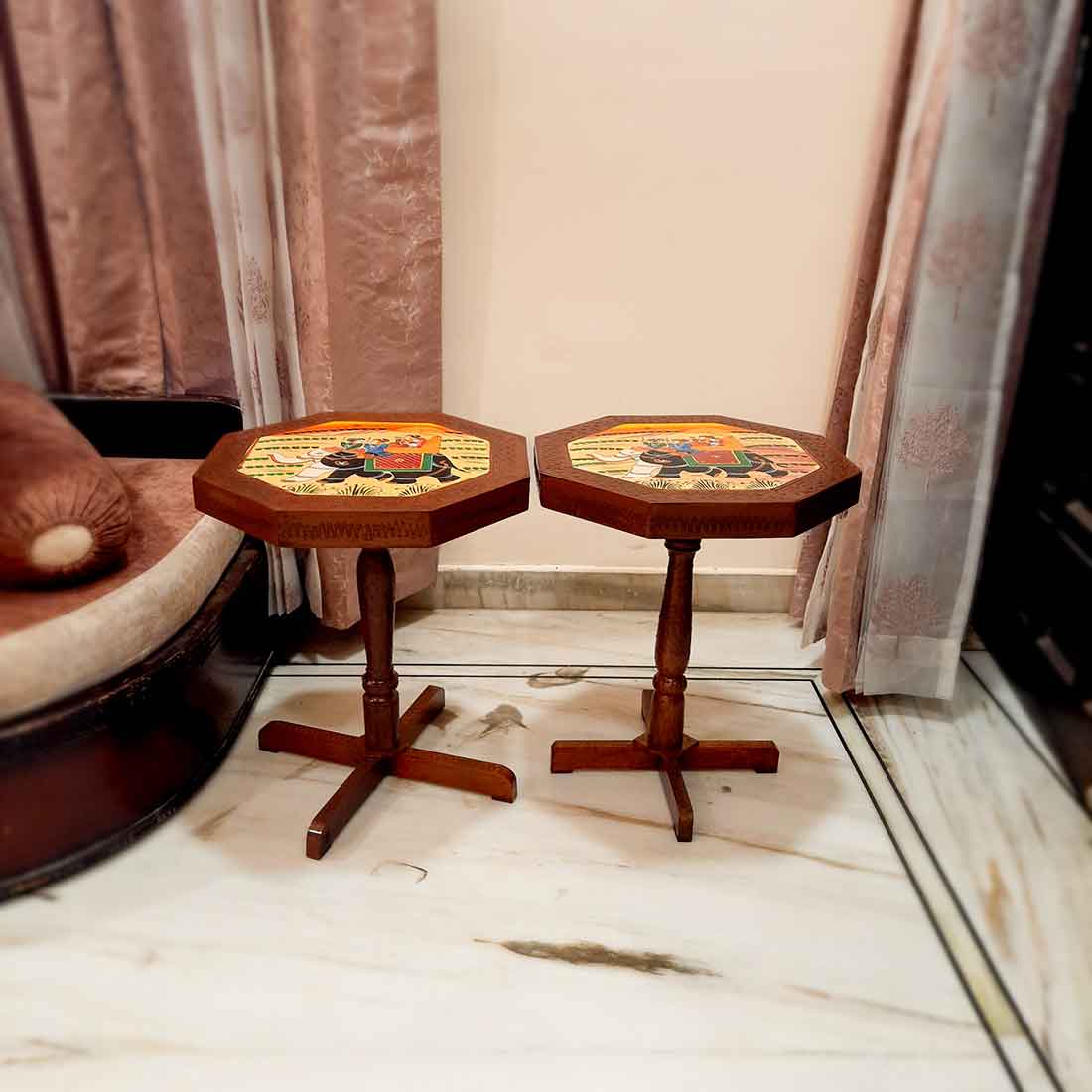 Lamp Table | Side Table for Living Room - for Office Decor & Gifts - Set of 2 - ApkaMart