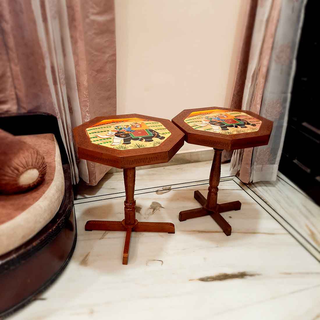 Lamp Table | Side Table for Living Room - for Office Decor & Gifts - Set of 2 - ApkaMart