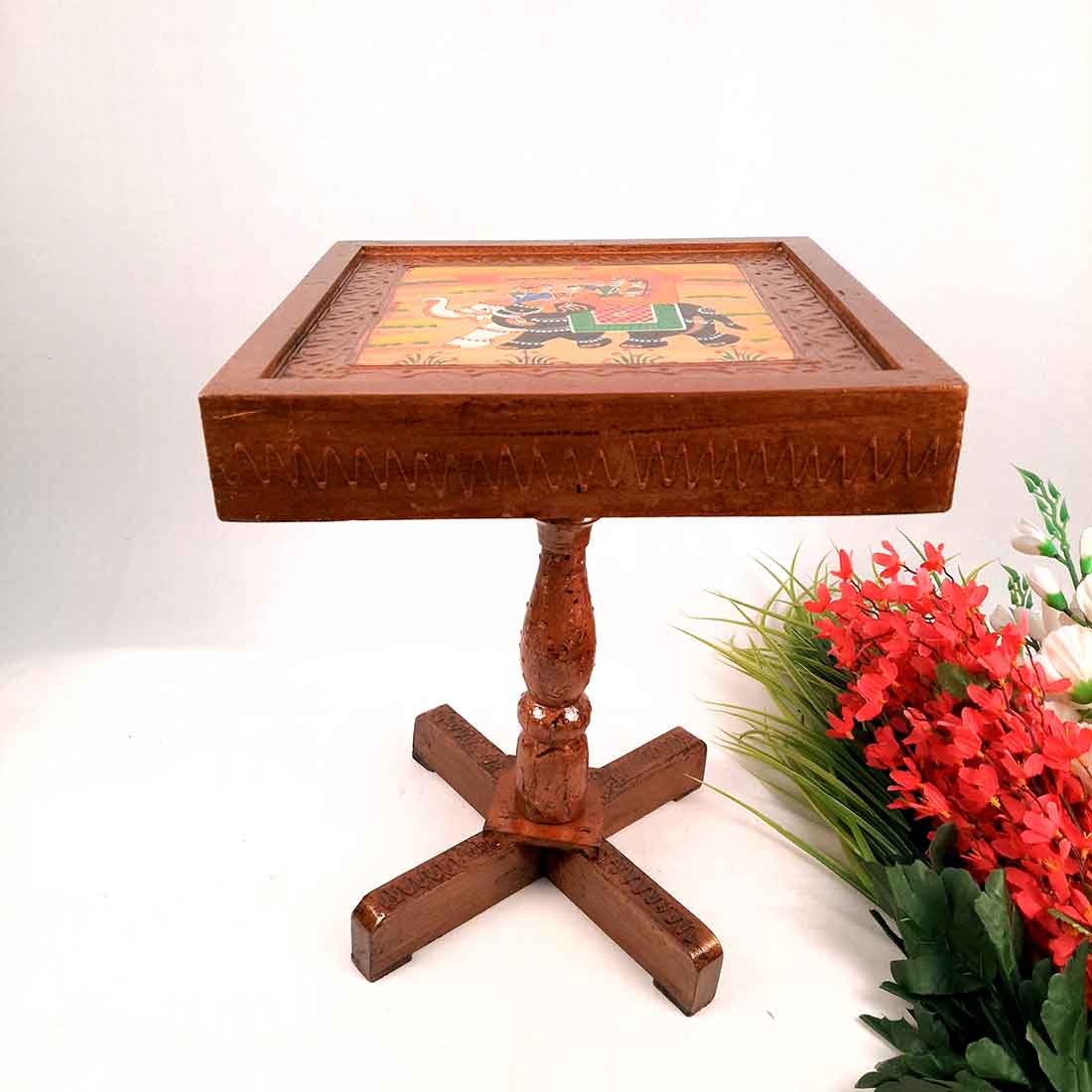 Side Table Wooden | End Table Stool - for Sitting, Keeping Lamp. Plants, Showpiece, Home Decor & Gifts - 15 Inch- Apkamart