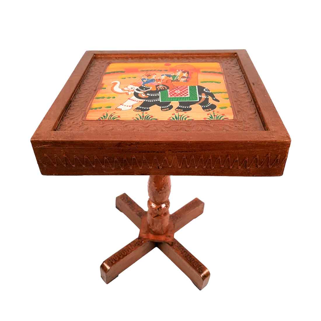 Side Table Wooden | End Table Stool - for Sitting, Keeping Lamp. Plants, Showpiece, Home Decor & Gifts - 15 Inch- Apkamart