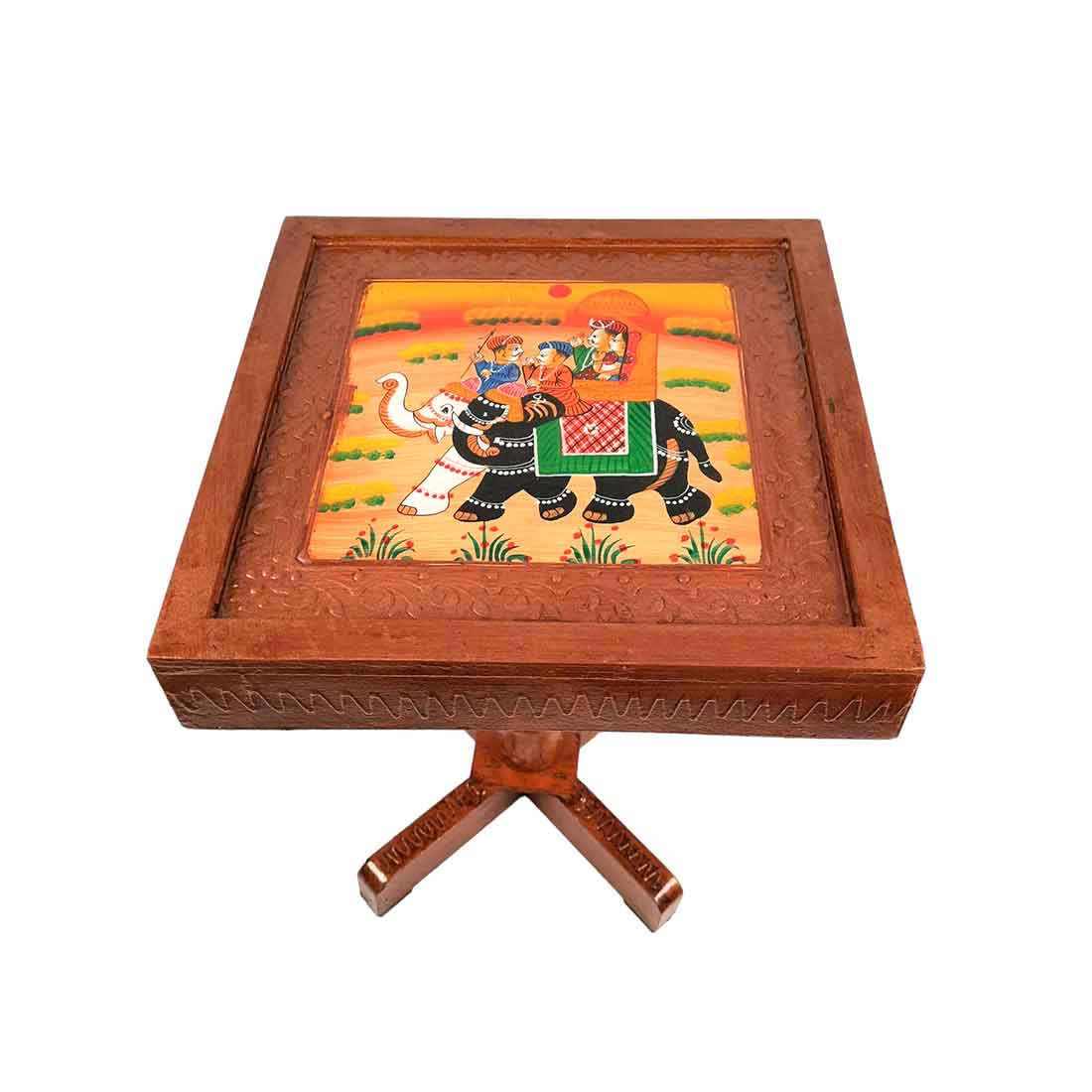 Side Table Wooden | End Table Stool - for Sitting, Keeping Lamp. Plants, Showpiece, Home Decor & Gifts - 15 Inch- Apkamart