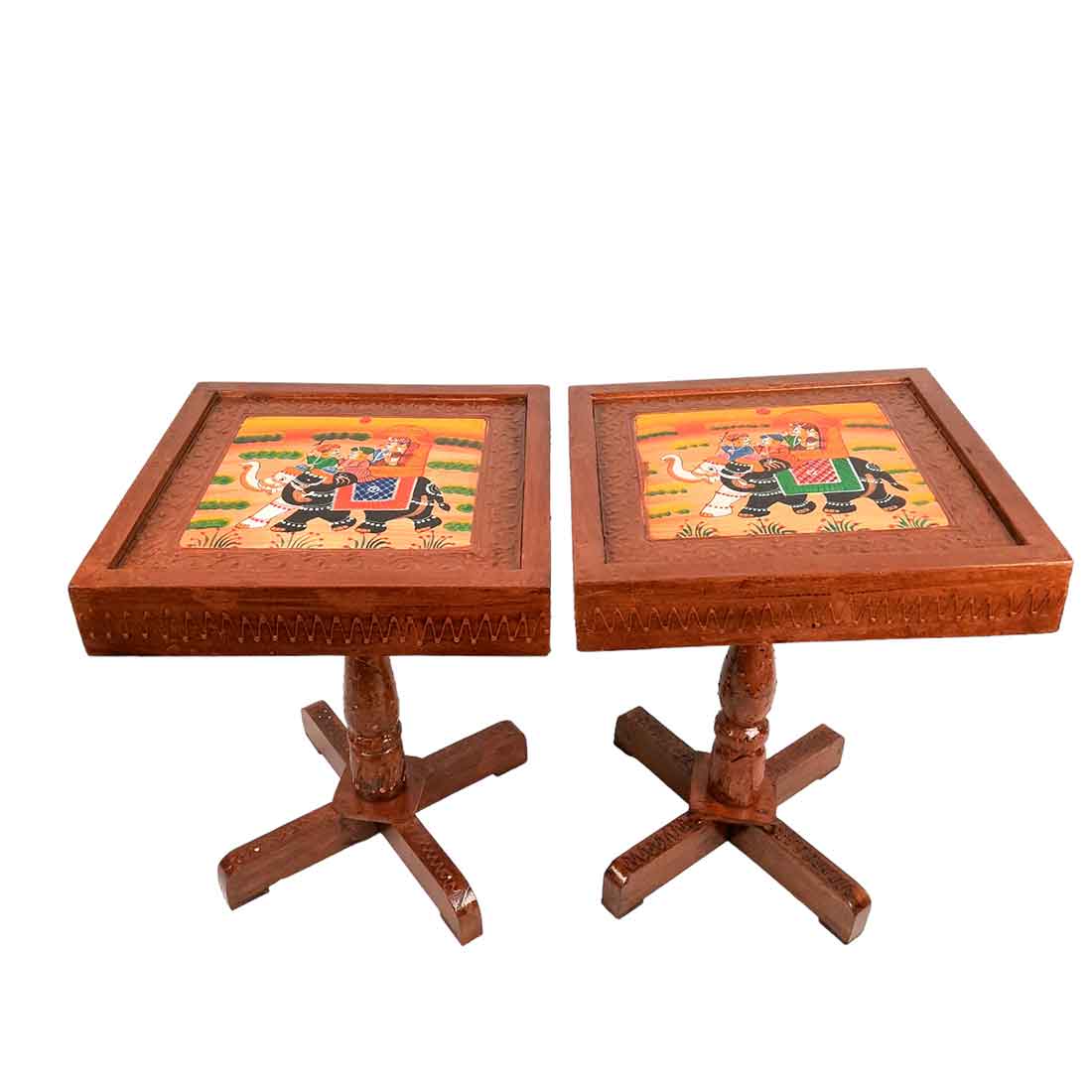 Wooden Side Table | End Table Set - for Living Room, Sofa Side, bedside, Home Decor & Gifts - 15 Inch (Set of 2) - apkamart