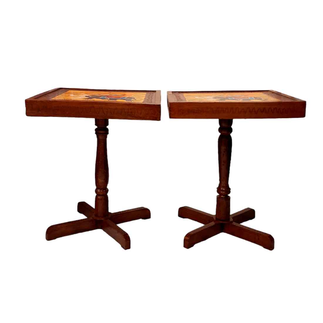 End Tables Wooden | Side Table | Stool - for Living Room, Corner Decor, Home Decor & Gifts - 20 Inch (Set of 2) - apkamart