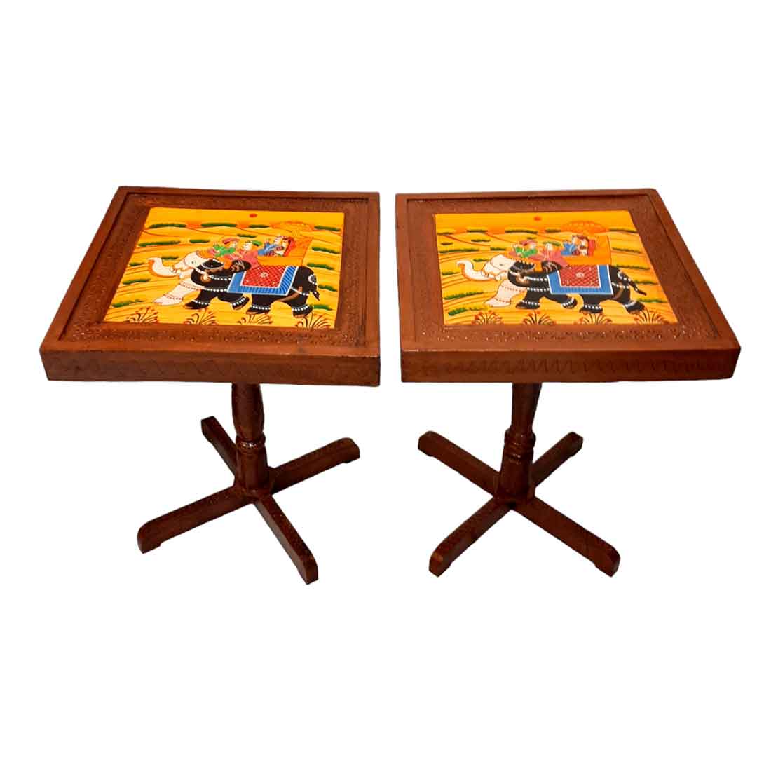 End Tables Wooden | Side Table | Stool - for Living Room, Corner Decor, Home Decor & Gifts - 20 Inch (Set of 2) - apkamart