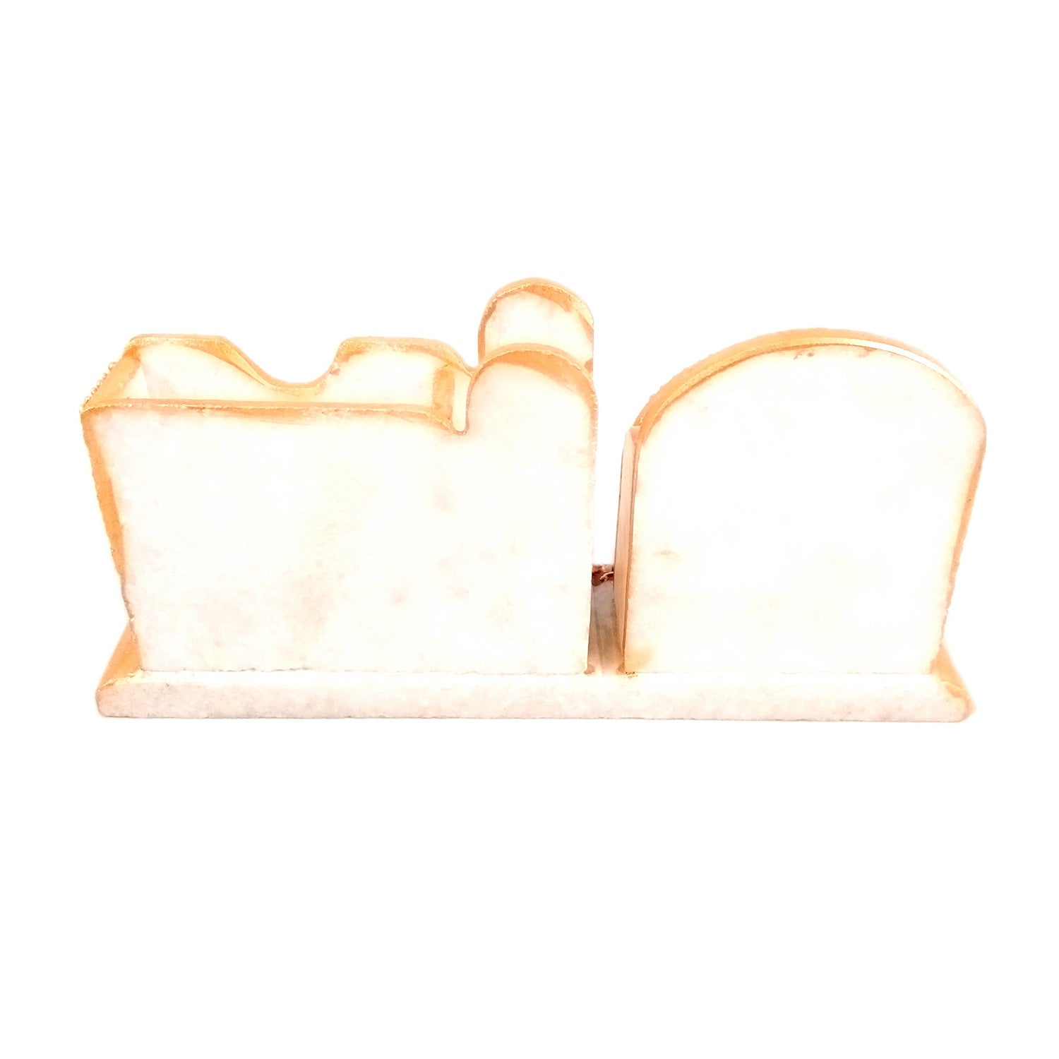 Pen Holder With Mobile & Cards Holder Marble | Cutlery Spoon & Fork Holder with 3 Compartments | Multipurpose Organizer - For Study Table, Desk, Stationary, Office, Dining Table, Kitchen, Home Decor - 9 Inch - Apkamart