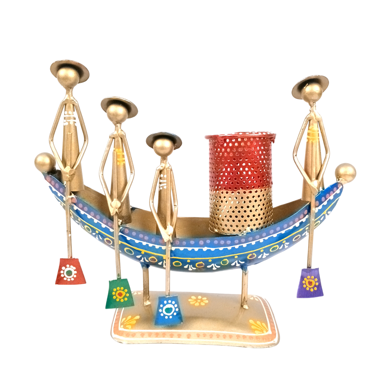 Pen Holder | Boat Shaped Desk Organizer for Office, Study Table & Home Decor | Stylish Pen Stand for Stationery Storage - 9 Inch - Apkamart
