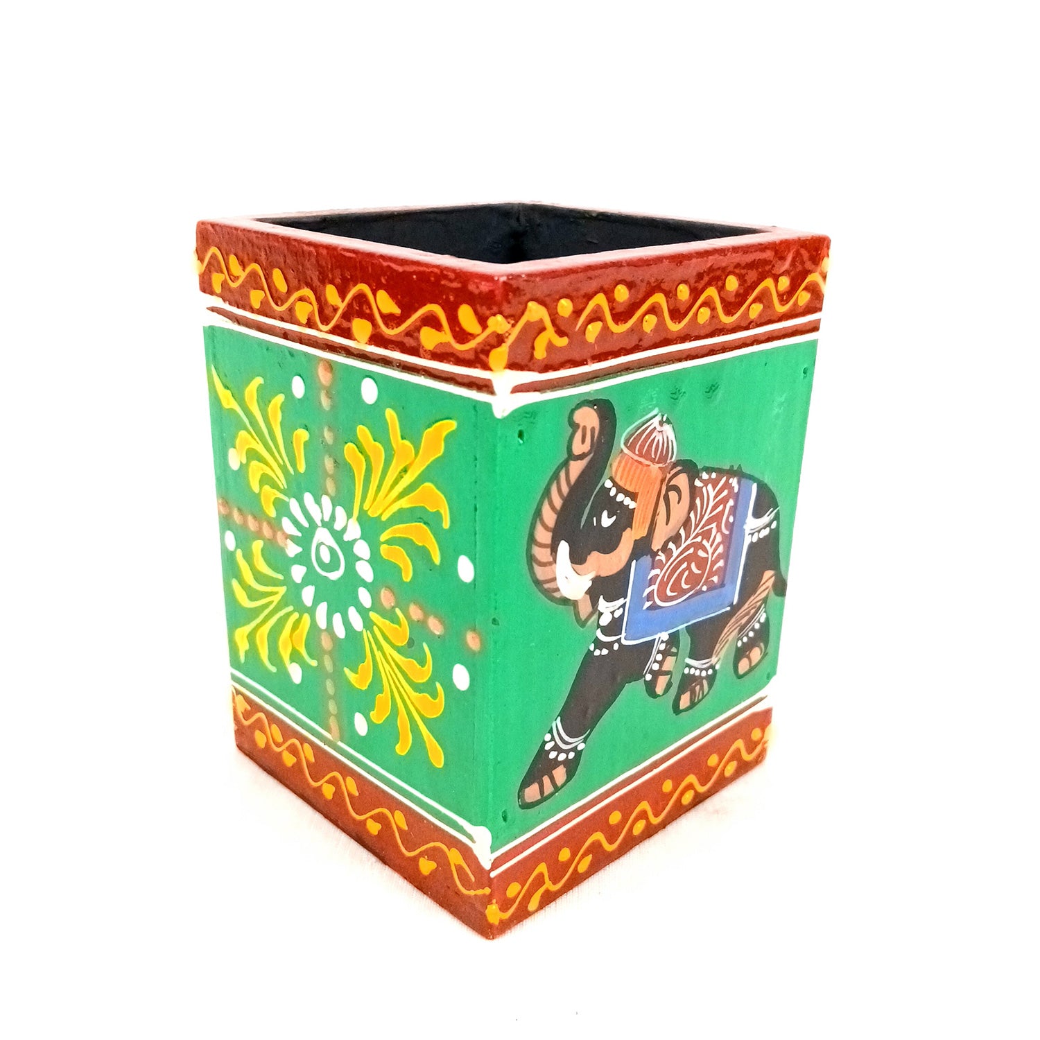 Pen Holder | Stationary Organizers | Wooden Pencil Stands | Multipurpose Holders Stand - For Table, Desk Organizing, Office Decor & Corporate Gifts - 4 Inch - Apkamart #Colour_Green