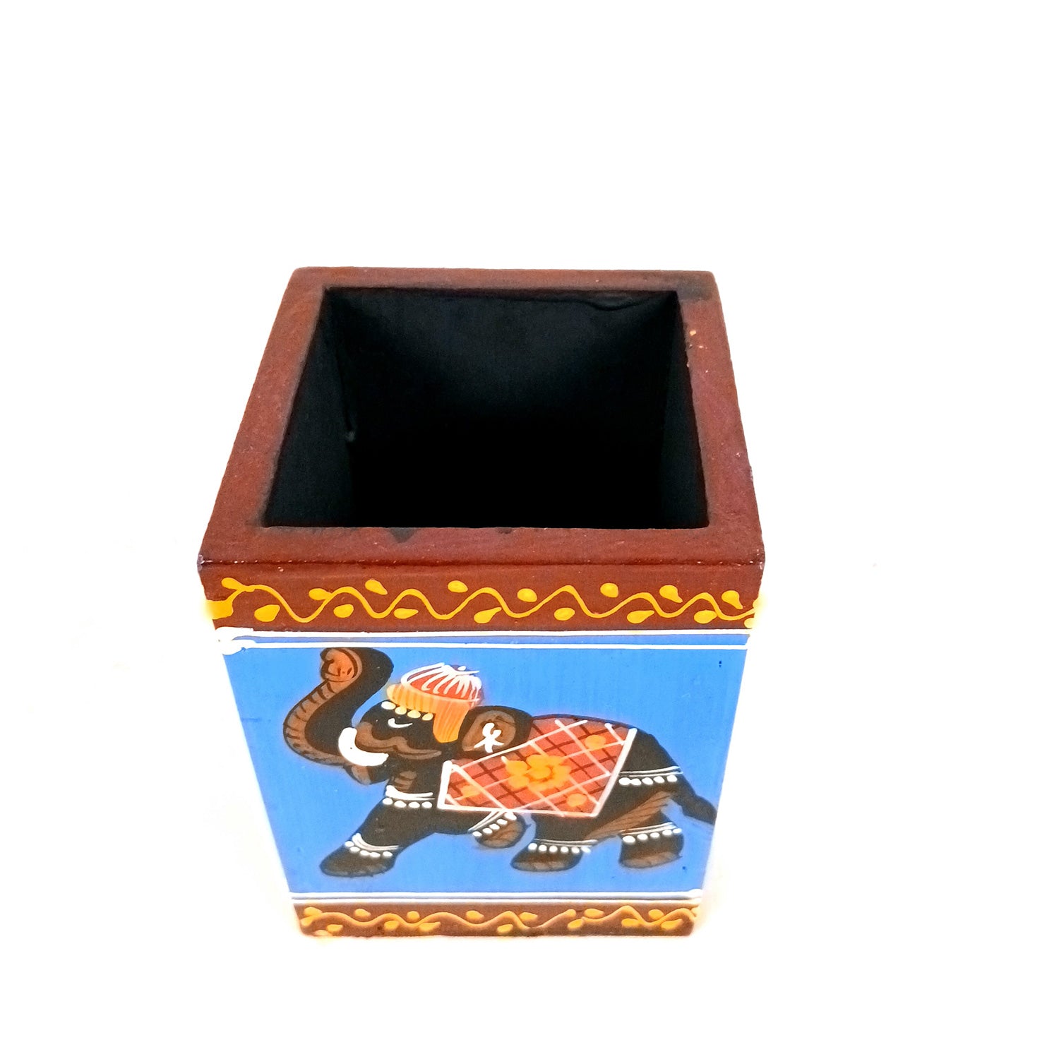 Pen Holder | Stationary Organizers | Wooden Pencil Stands | Multipurpose Holders Stand - For Table, Desk Organizing, Office Decor & Corporate Gifts - 4 Inch - Apkamart #Colour_Blue