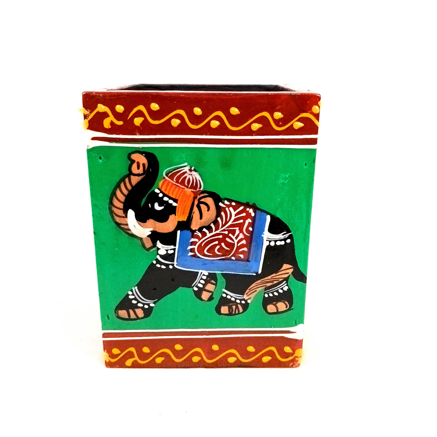 Pen Holder | Stationary Organizers | Wooden Pencil Stands | Multipurpose Holders Stand - For Table, Desk Organizing, Office Decor & Corporate Gifts - 4 Inch - Apkamart #Colour_Green