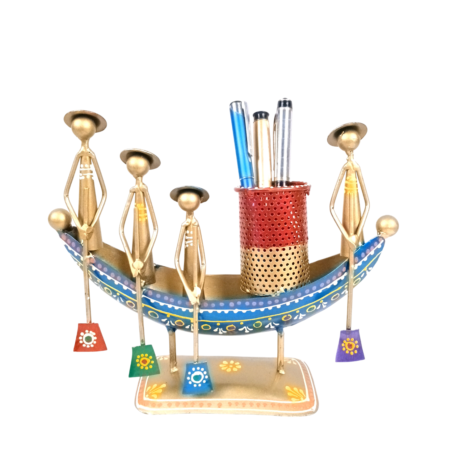 Pen Holder | Boat Shaped Desk Organizer for Office, Study Table & Home Decor | Stylish Pen Stand for Stationery Storage - 9 Inch - Apkamart
