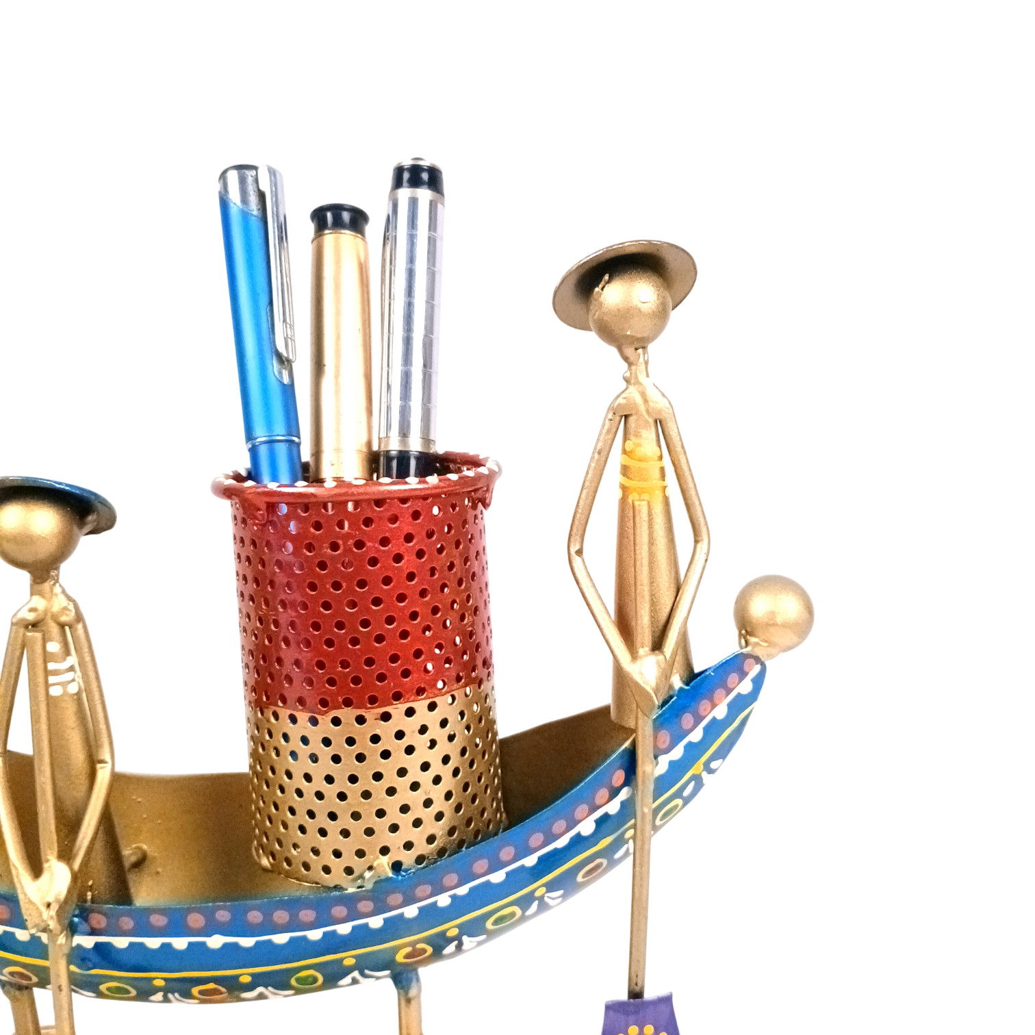 Pen Holder | Boat Shaped Desk Organizer for Office, Study Table & Home Decor | Stylish Pen Stand for Stationery Storage - 9 Inch - Apkamart