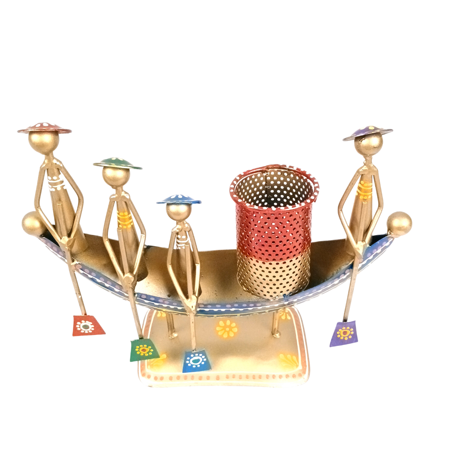 Pen Holder | Boat Shaped Desk Organizer for Office, Study Table & Home Decor | Stylish Pen Stand for Stationery Storage - 9 Inch - Apkamart