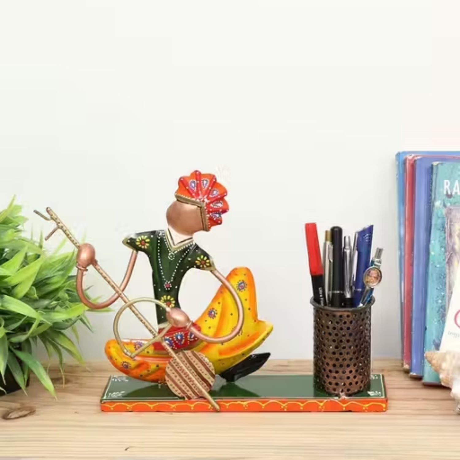 Musician Pen Holder | Artistic Table Pen Stand for Office Desk, Home Decor & Gifting | Creative Musician Theme Stationery Organizer for Study Table - 10 Inch - Apkamart