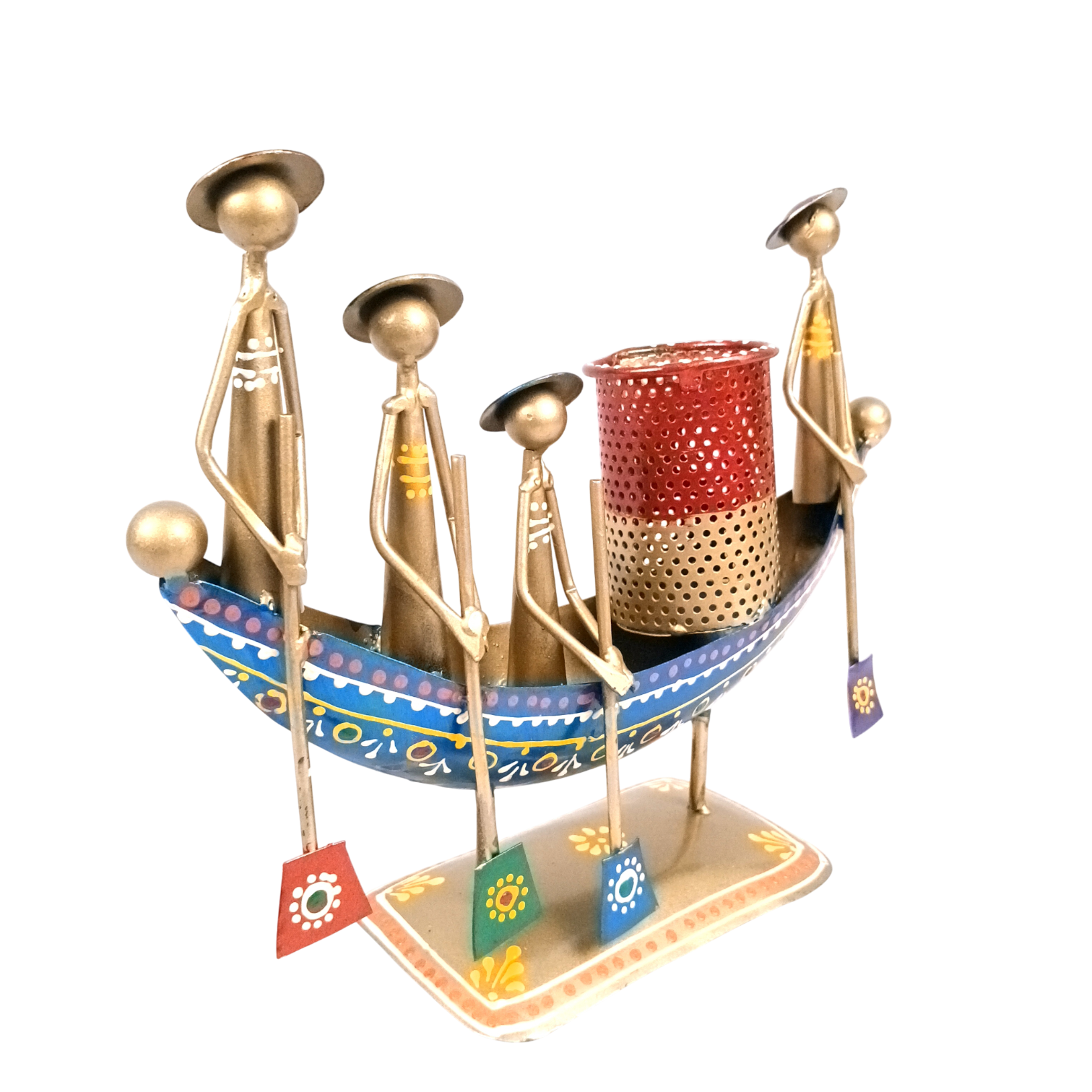 Pen Holder | Boat Shaped Desk Organizer for Office, Study Table & Home Decor | Stylish Pen Stand for Stationery Storage - 9 Inch - Apkamart