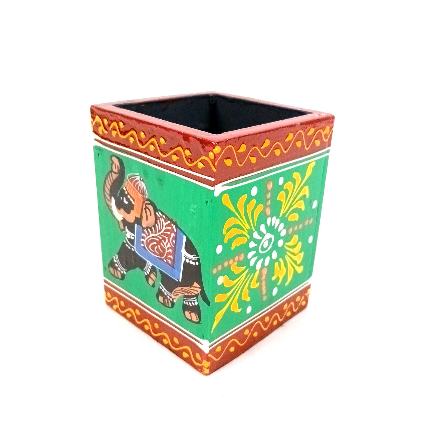 Pen Holder | Stationary Organizers | Wooden Pencil Stands | Multipurpose Holders Stand - For Table, Desk Organizing, Office Decor & Corporate Gifts - 4 Inch - Apkamart #Colour_Green