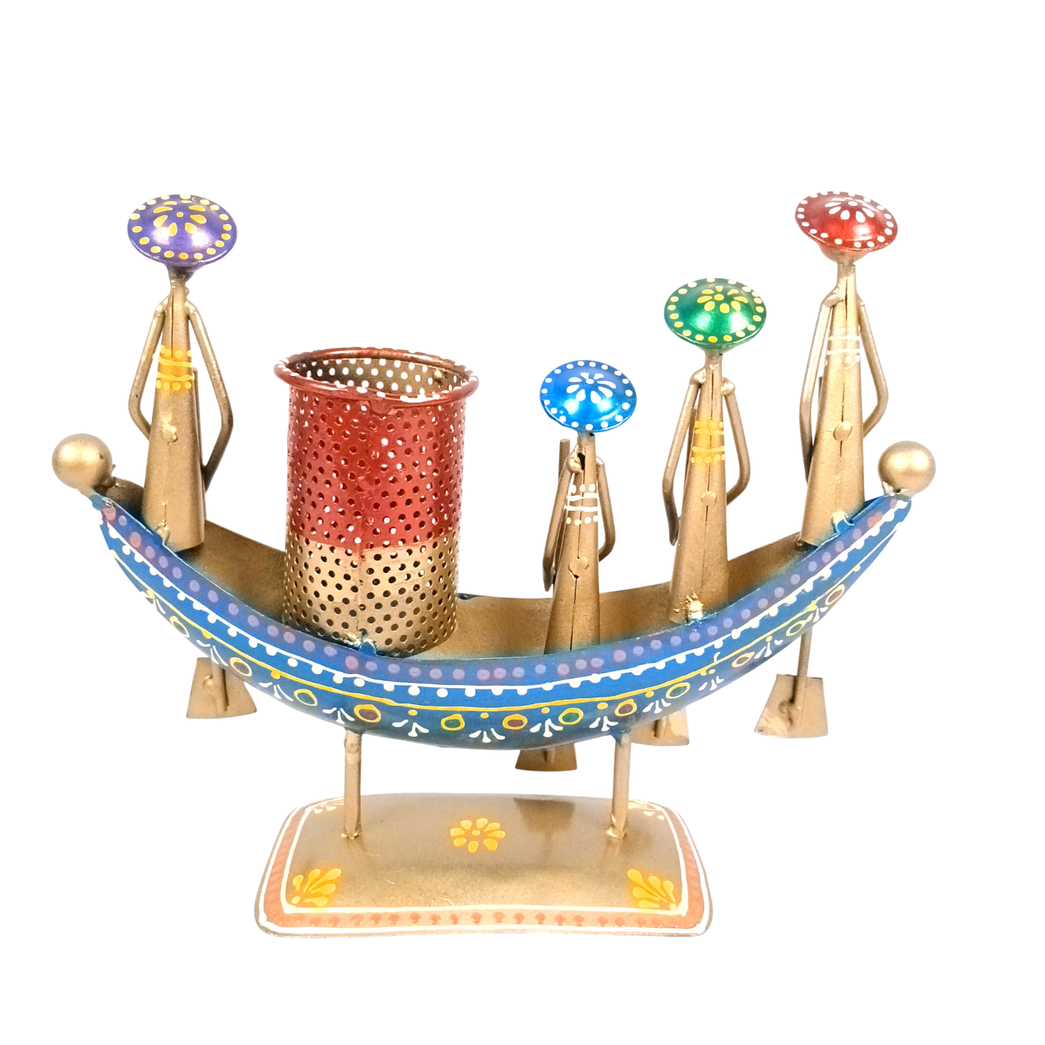 Pen Holder | Boat Shaped Desk Organizer for Office, Study Table & Home Decor | Stylish Pen Stand for Stationery Storage - 9 Inch - Apkamart