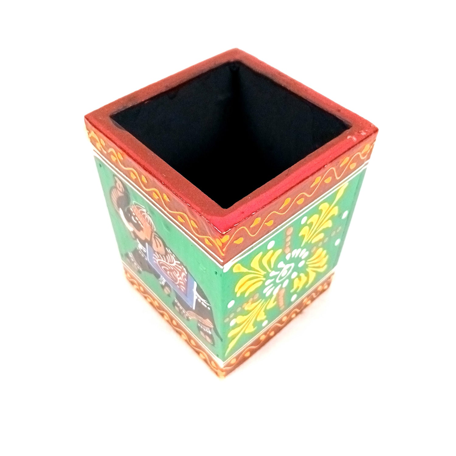 Pen Holder | Stationary Organizers | Wooden Pencil Stands | Multipurpose Holders Stand - For Table, Desk Organizing, Office Decor & Corporate Gifts - 4 Inch - Apkamart #Colour_Green