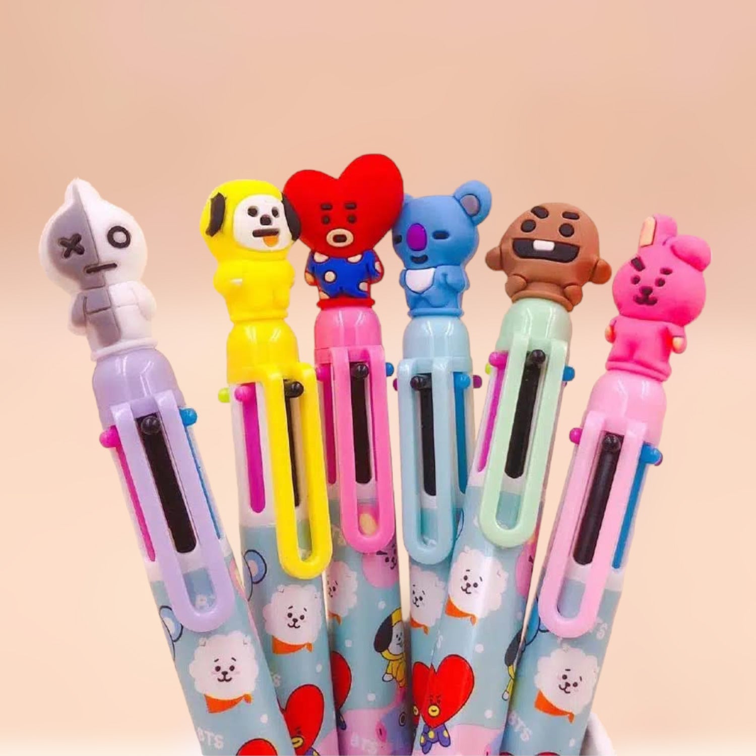 Multicolor 6-In-1 Ball Pen | Ballpoint Pen With LED Light Head - for Students, Kids, Girls, Boys, School, Drawing, Birthday Gift & Return Gifts - Apkamart