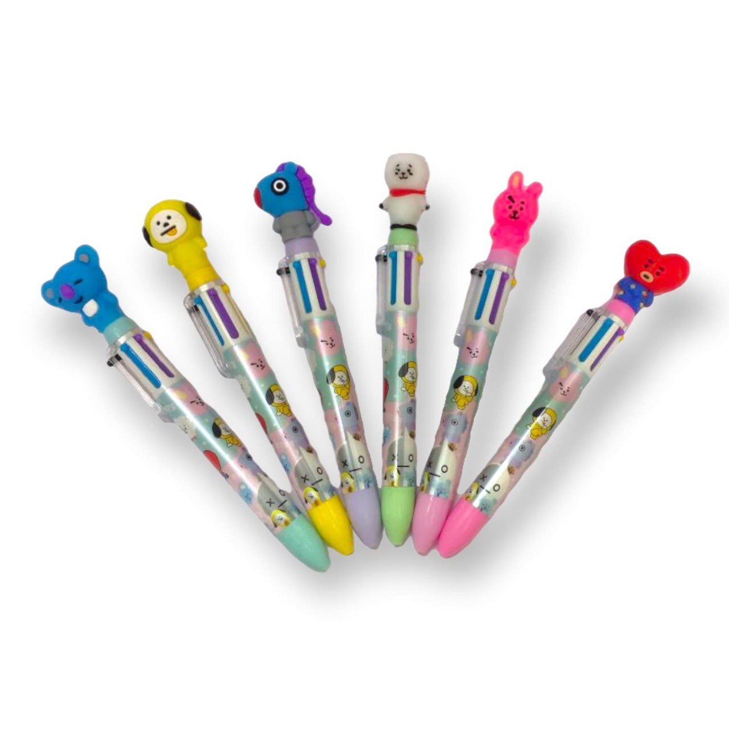 Multicolor 6-In-1 Ball Pen | Ballpoint Pen With LED Light Head - for Students, Kids, Girls, Boys, School, Drawing, Birthday Gift & Return Gifts - Apkamart