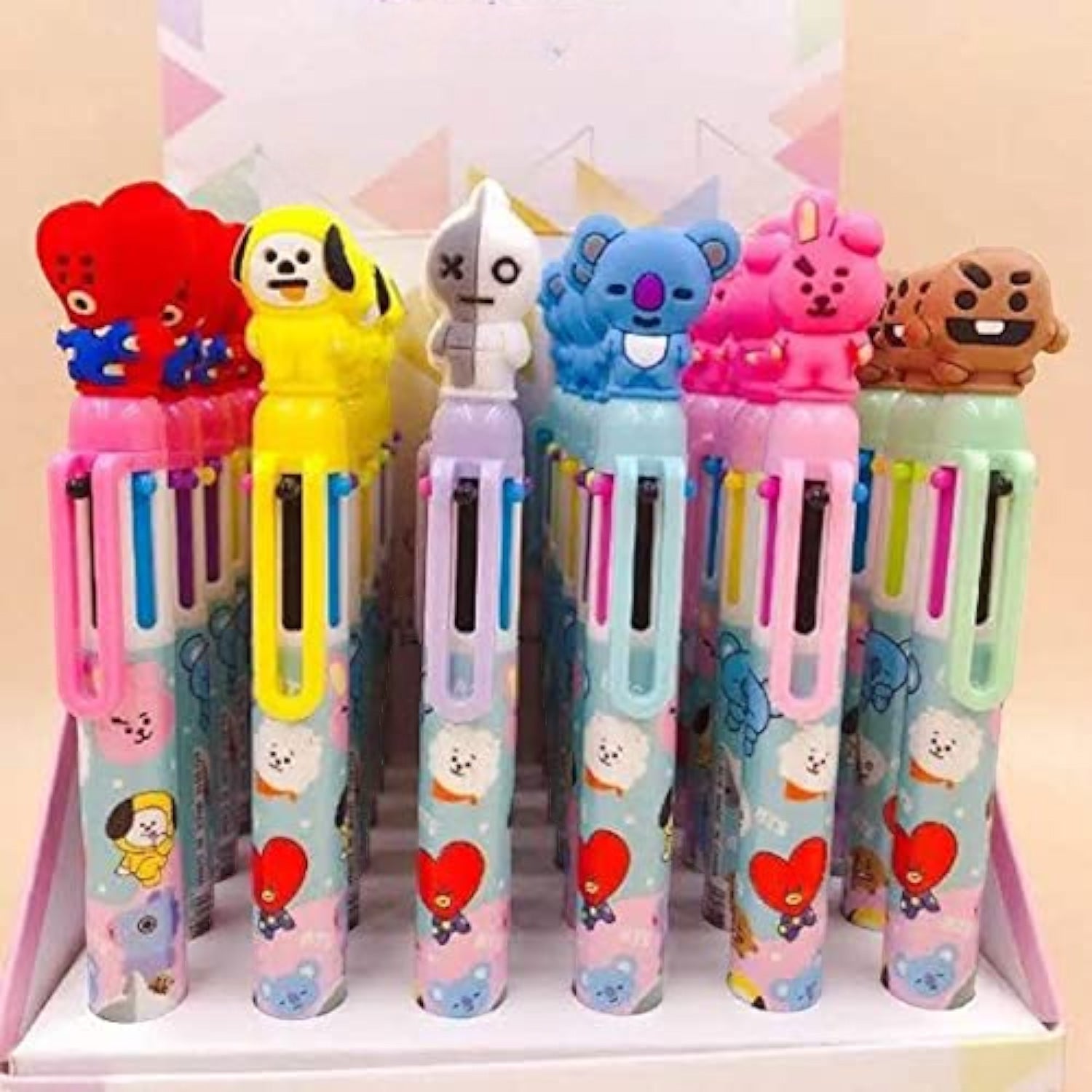 Multicolor 6-In-1 Ball Pen | Ballpoint Pen With LED Light Head - for Students, Kids, Girls, Boys, School, Drawing, Birthday Gift & Return Gifts - Apkamart
