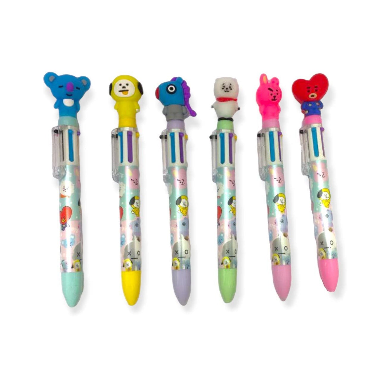 Multicolor 6-In-1 Ball Pen | Ballpoint Pen With LED Light Head - for Students, Kids, Girls, Boys, School, Drawing, Birthday Gift & Return Gifts - Apkamart