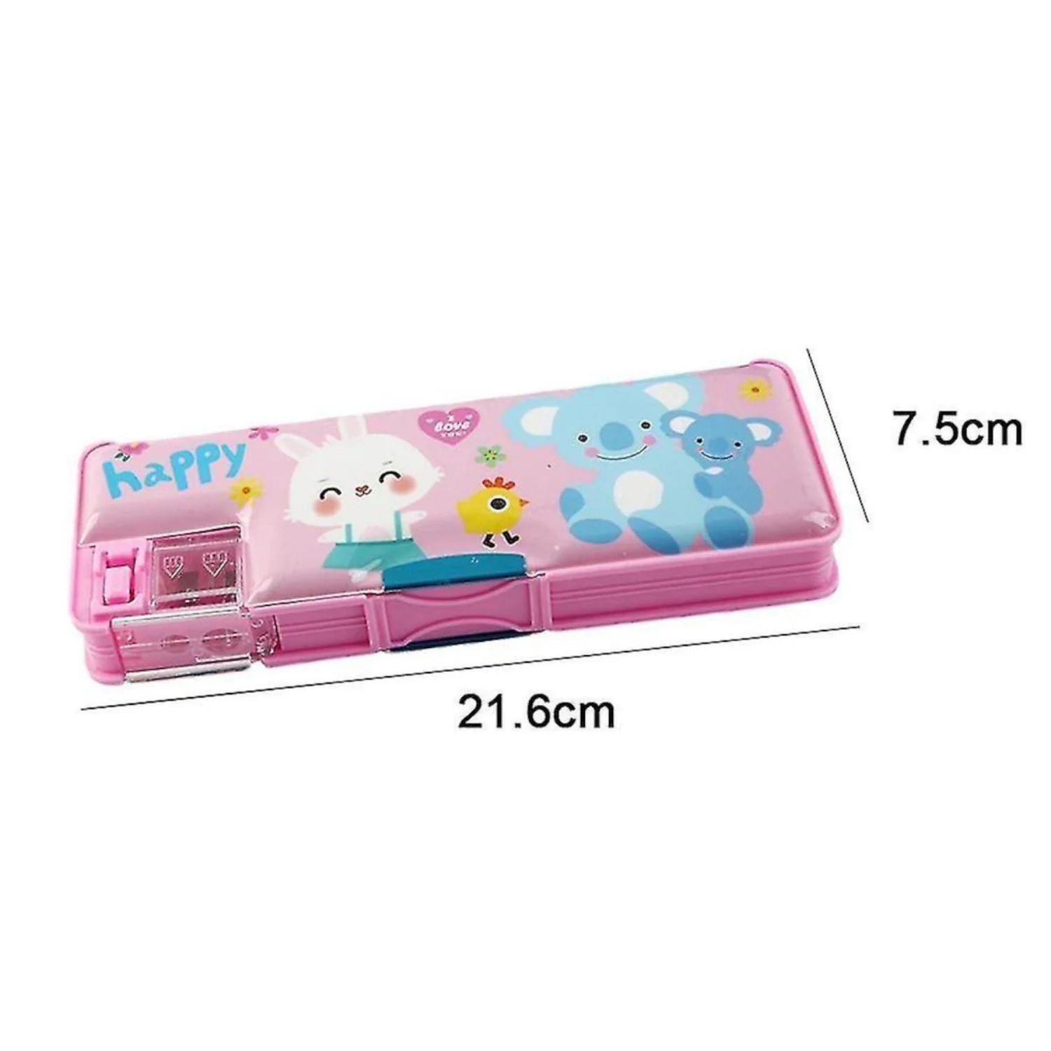 Double Side Magnetic Pencil Box | Multi-Functional Pen & Pencil Case with Built-in Sharpener, Scale & Eraser | Perfect for Kids School & Return Gifts - Apkamart