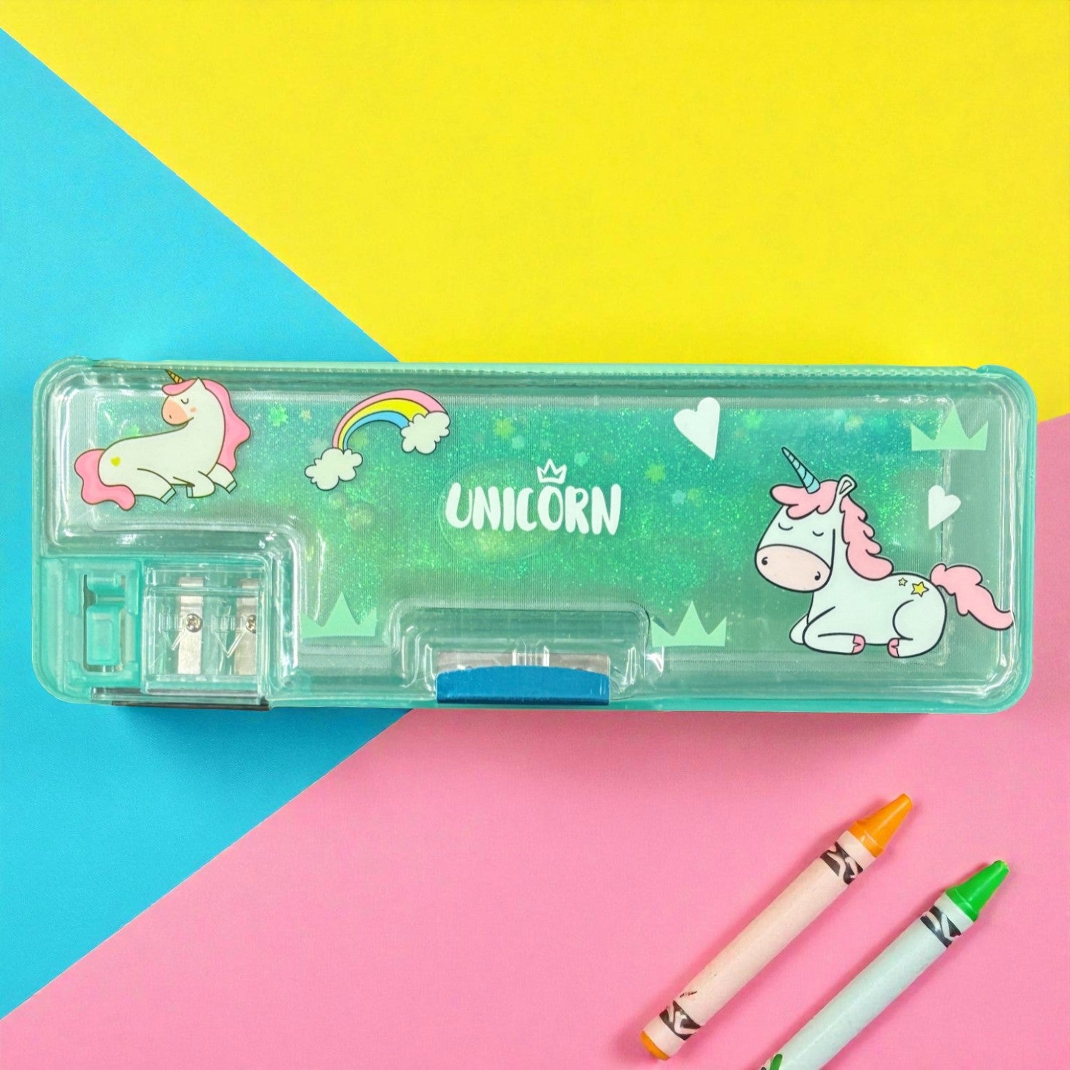 Kids Magnetic Pencil Box | Durable Stationery Organizer with Dual Compartments, Sharpener & Scale | Cute School Box for Boys & Girls - Apkamart