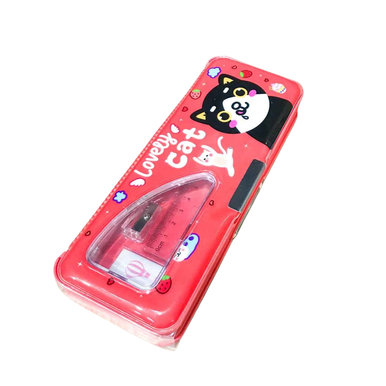 Magnetic Closure Pencil Box for Kids | Smart Pen Pencil Case with Sharpener, Scale & Eraser | Double Compartment Study Organizer for School - Apkamart