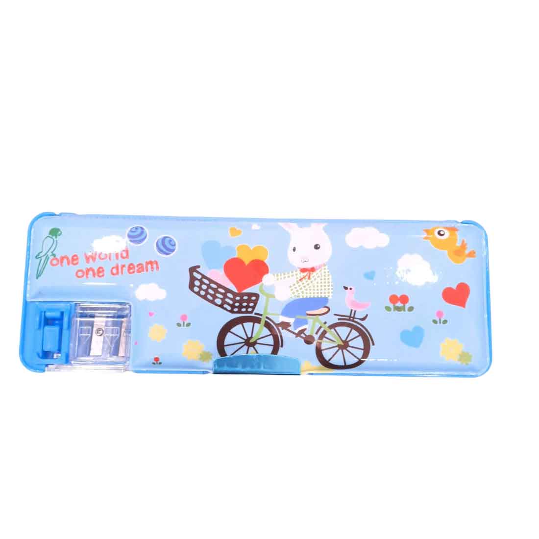 Magnetic Lock Pencil Box for Kids | Double Side Stationery Case with Sharpener, Scale & Eraser | School Supply Organizer for Boys & Girls - Apkamart