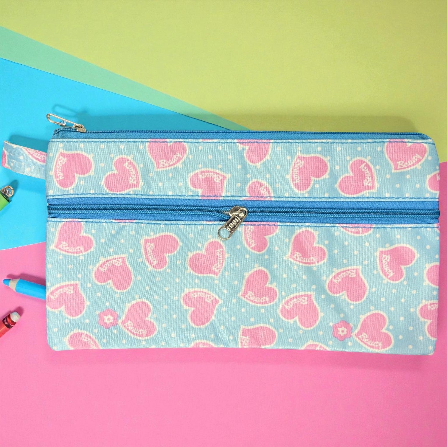 Kids Print Pen Pencil Organizer Pouch | Cute & Practical School Pouch for Kids, Teens & Students - Apkamart