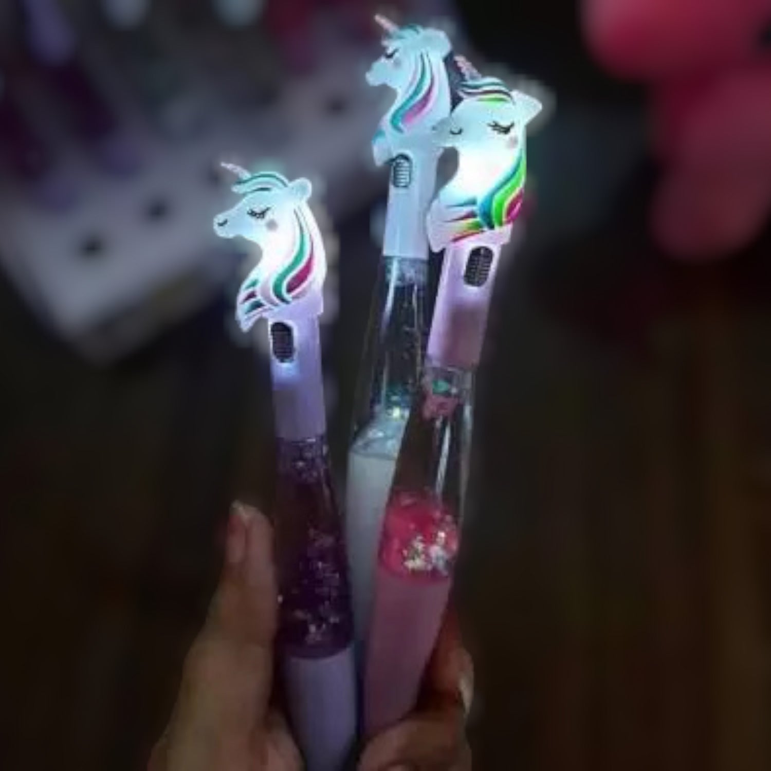 Ball Pens - Unicorn Design | Ballpoint Pen With Led Light & Glitter - for Kids, Girls, Boys, Students, School, Birthday Gift & Return Gifts - Apkamart