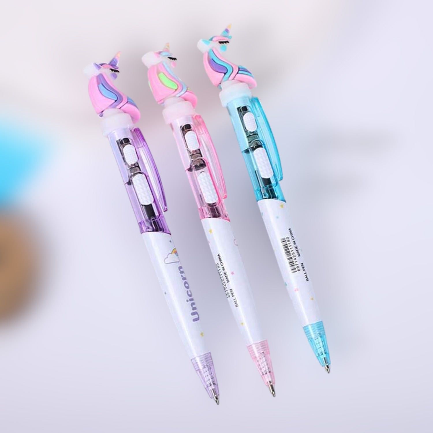 Ball Pens - Unicorn Design | Ballpoint Pen With Led Light & Glitter - for Kids, Girls, Boys, Students, School, Birthday Gift & Return Gifts - Apkamart