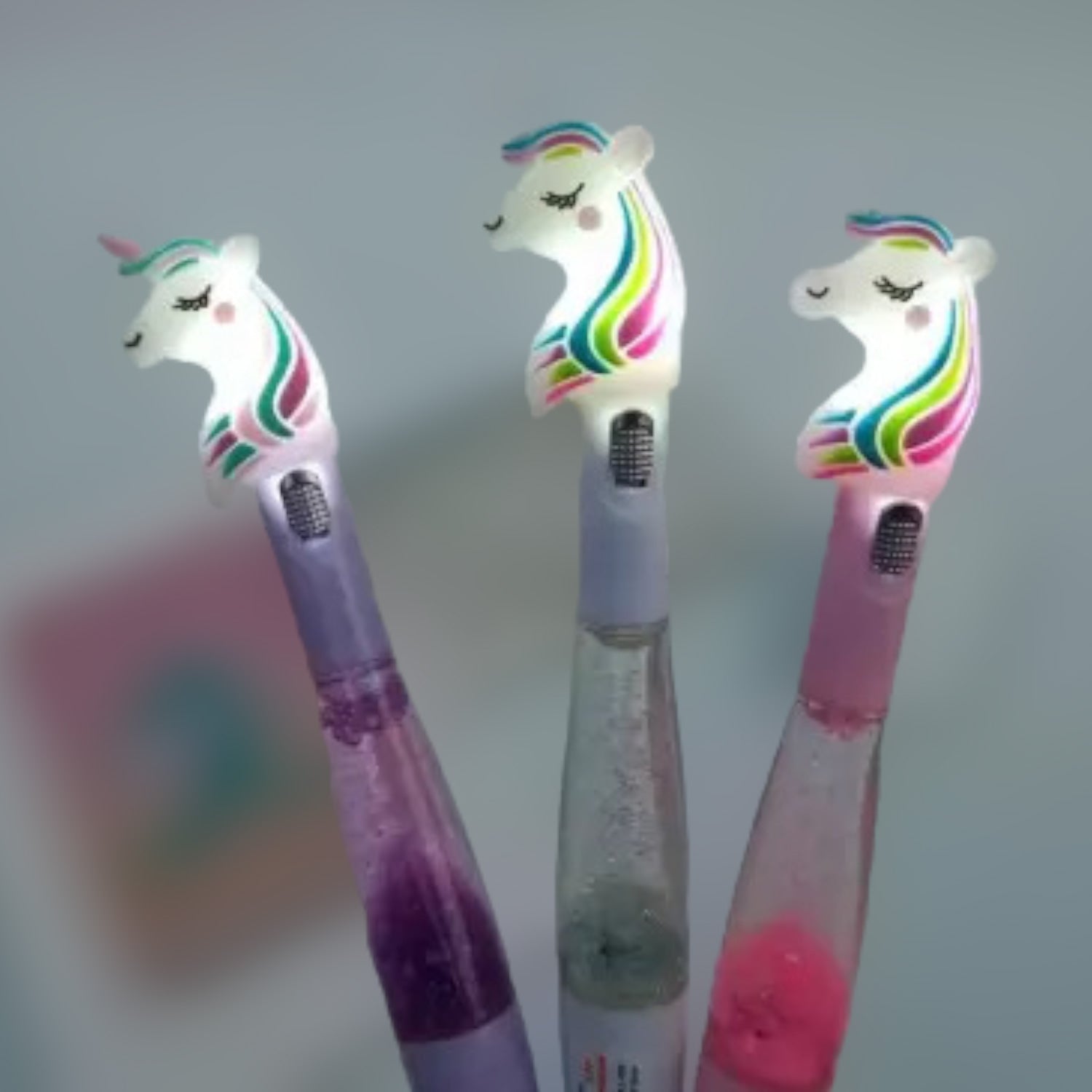 Ball Pens - Unicorn Design | Ballpoint Pen With Led Light & Glitter - for Kids, Girls, Boys, Students, School, Birthday Gift & Return Gifts - Apkamart