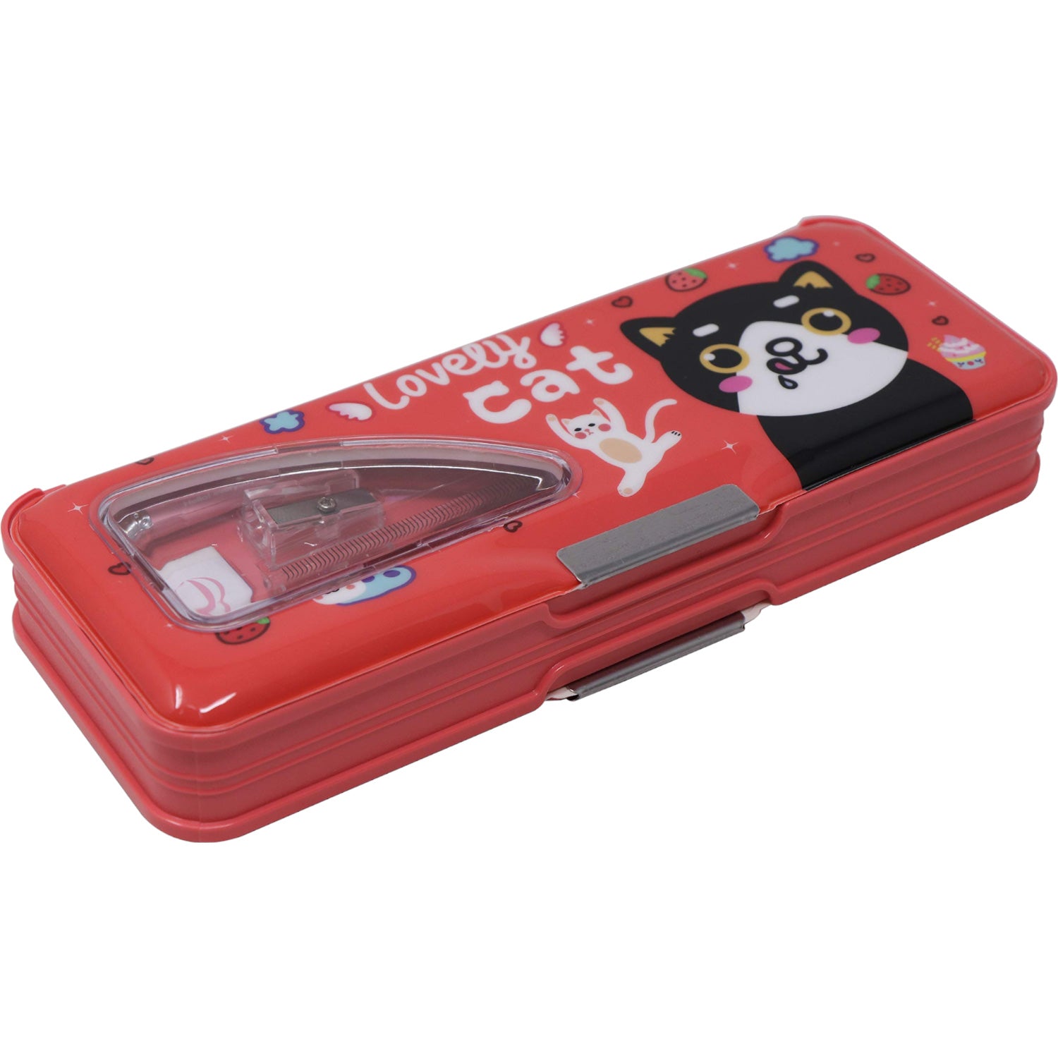 Magnetic Lock Pencil Box | Pen Pencil Case With Sharpener Pencil Scale & Eraser| Double Side Pencil Box - for Girls, Boys, Kids School Supplies & Birthday Return Gifts - Apkamart