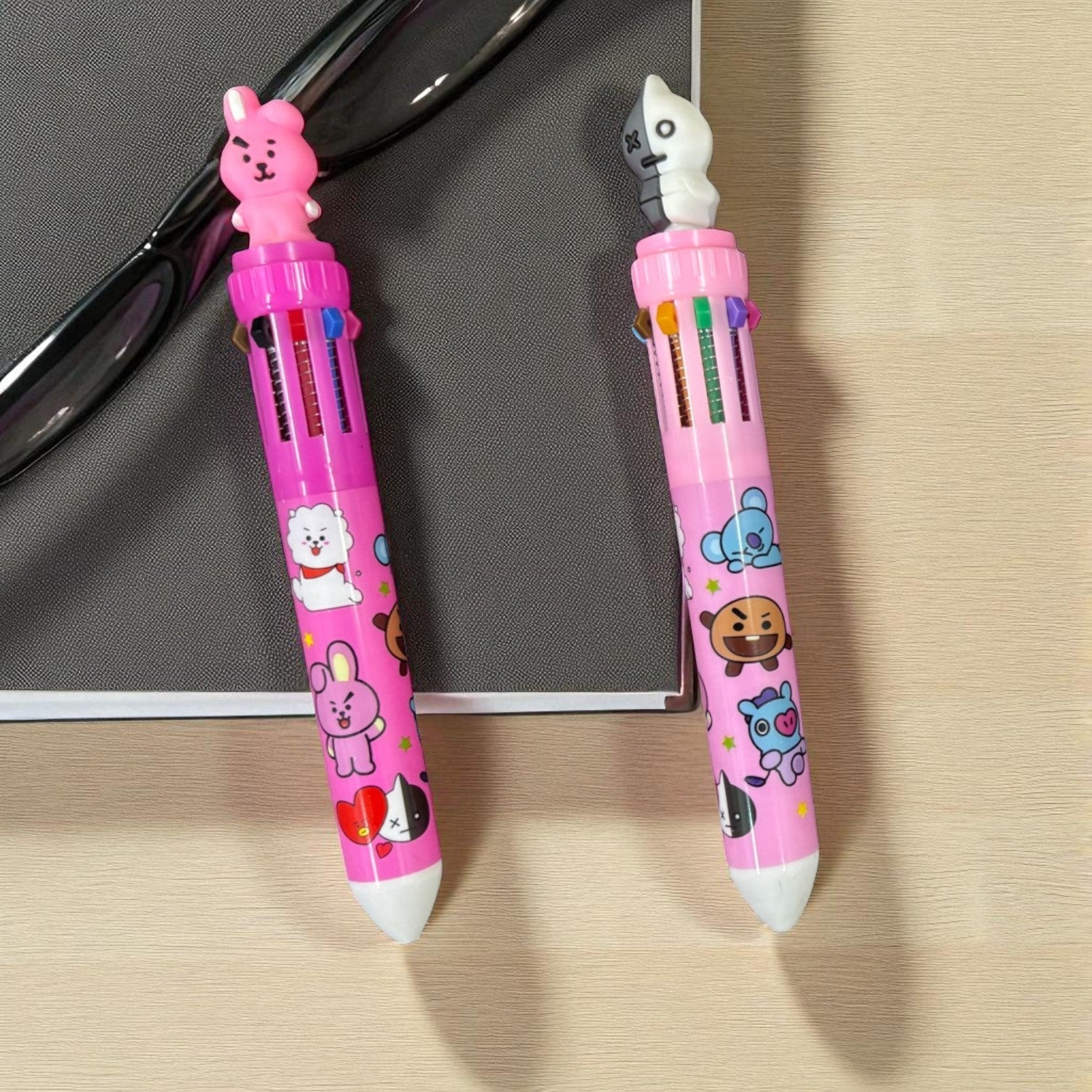 Cool & Stylish 10-in-1 Multi Color Ballpoint pen - for Kids | Animal & Heart design on top |design ballpoint pen, creative pen | Best for Gift & Return Gift - Pack of 2 - Apkamart #Style_Pack Of 2