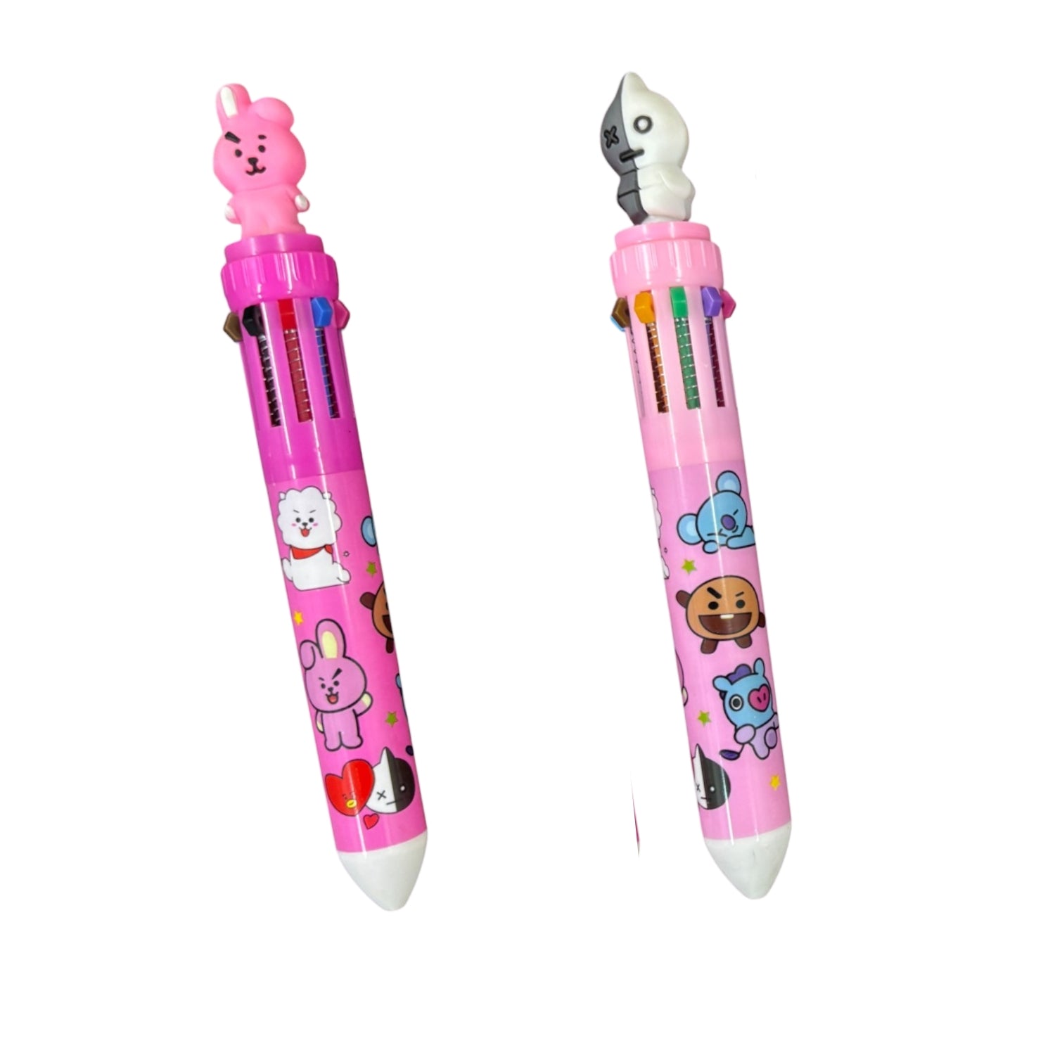 Cool & Stylish 10-in-1 Multi Color Ballpoint pen - for Kids | Animal & Heart design on top |design ballpoint pen, creative pen | Best for Gift & Return Gift - Pack of 2 - Apkamart #Style_Pack Of 2