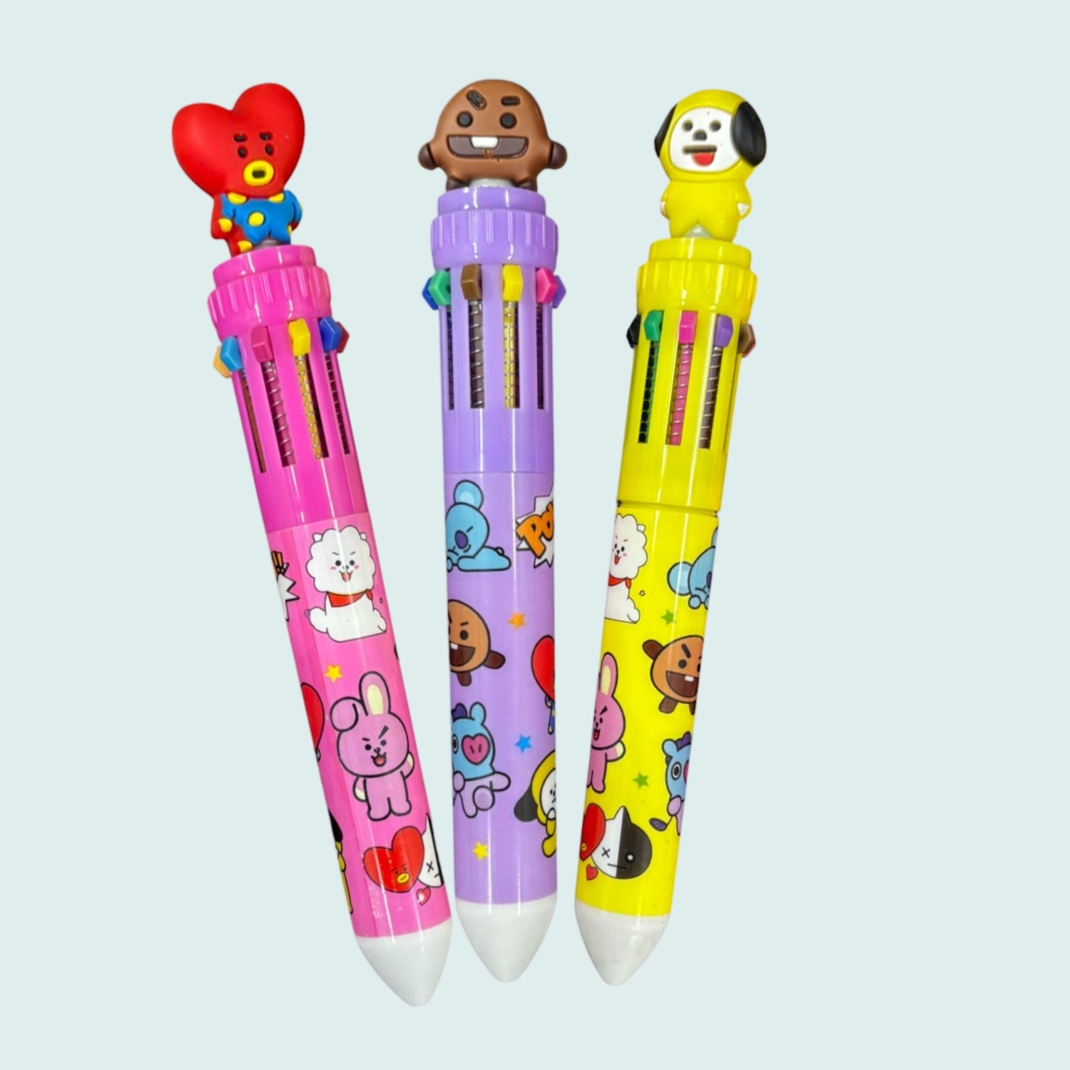 Cool & Stylish 10-in-1 Multi Color Ballpoint pen - for Kids | Animal & Heart design on top |design ballpoint pen, creative pen | Best for Gift & Return Gift - Pack of 2 - Apkamart #Style_Pack Of 3