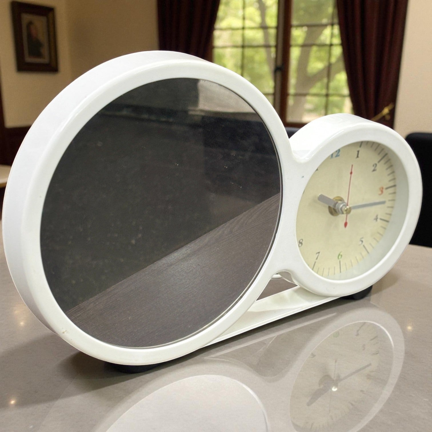 Table Clock with Photo Frame LED Light | Dual Power Plug-in & Battery Operated | Decorative Desk Clock for Home, Office & Bedroom | Gift for Friends & Family - 11 Inch - Apkamart