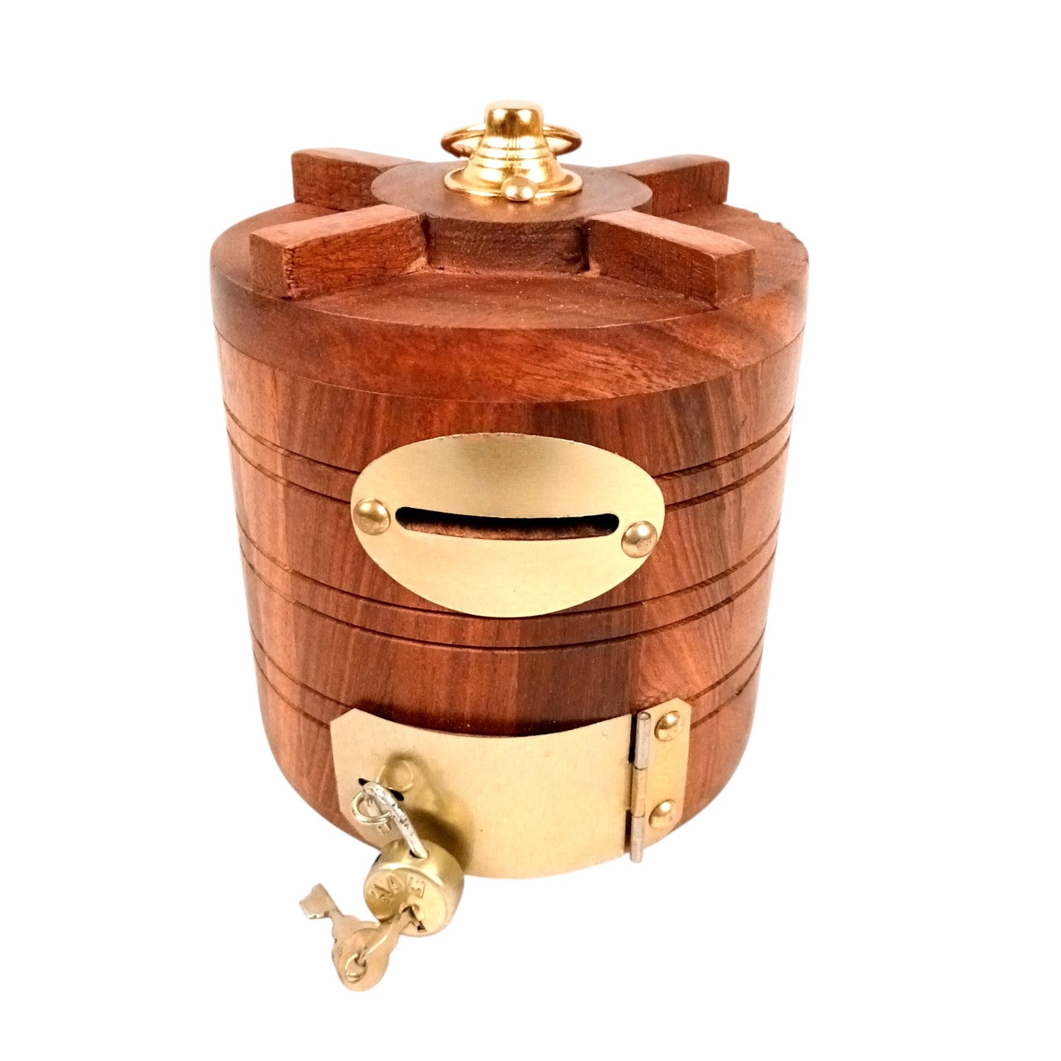 Wooden Money Bank | Piggy Bank / Coin Box With Lock | Gullak - for Kids, Girls , Boys, Birthday Gift, Christmas Gifts for Children, Home Decor - 6 Inch - Apkamart